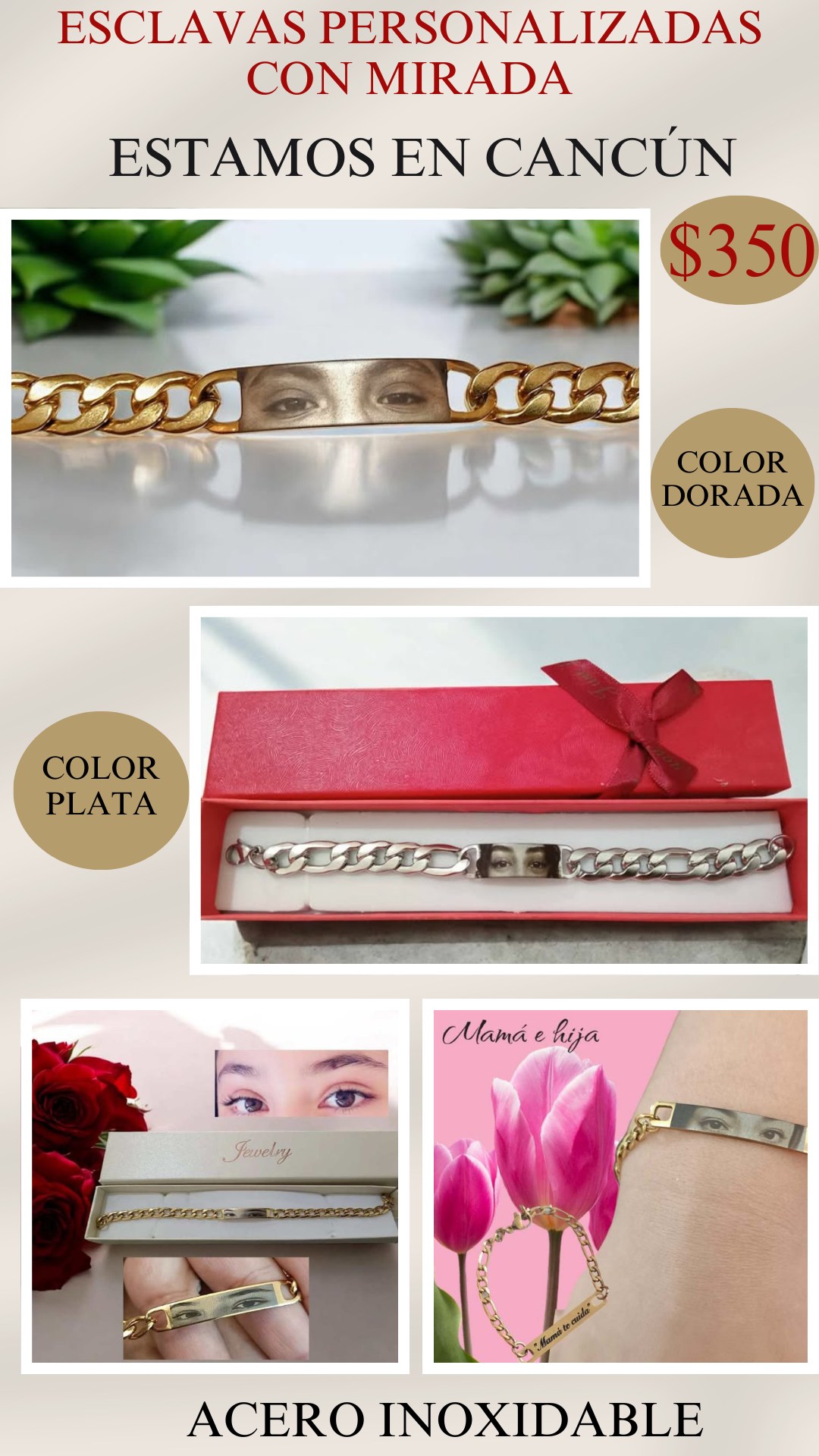 AlvaNova-Joyería personalizada Facebook ad: Esclavas Personalizadas con Tu Mirada