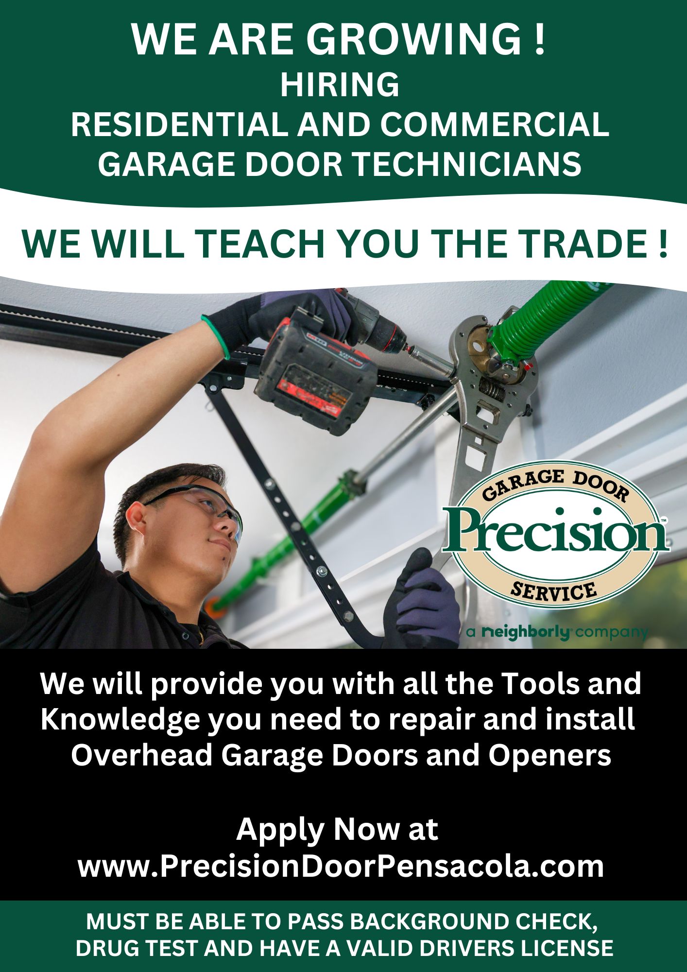 Precision Garage Door Service of Pensacola Facebook ad from Apr 17, 2026