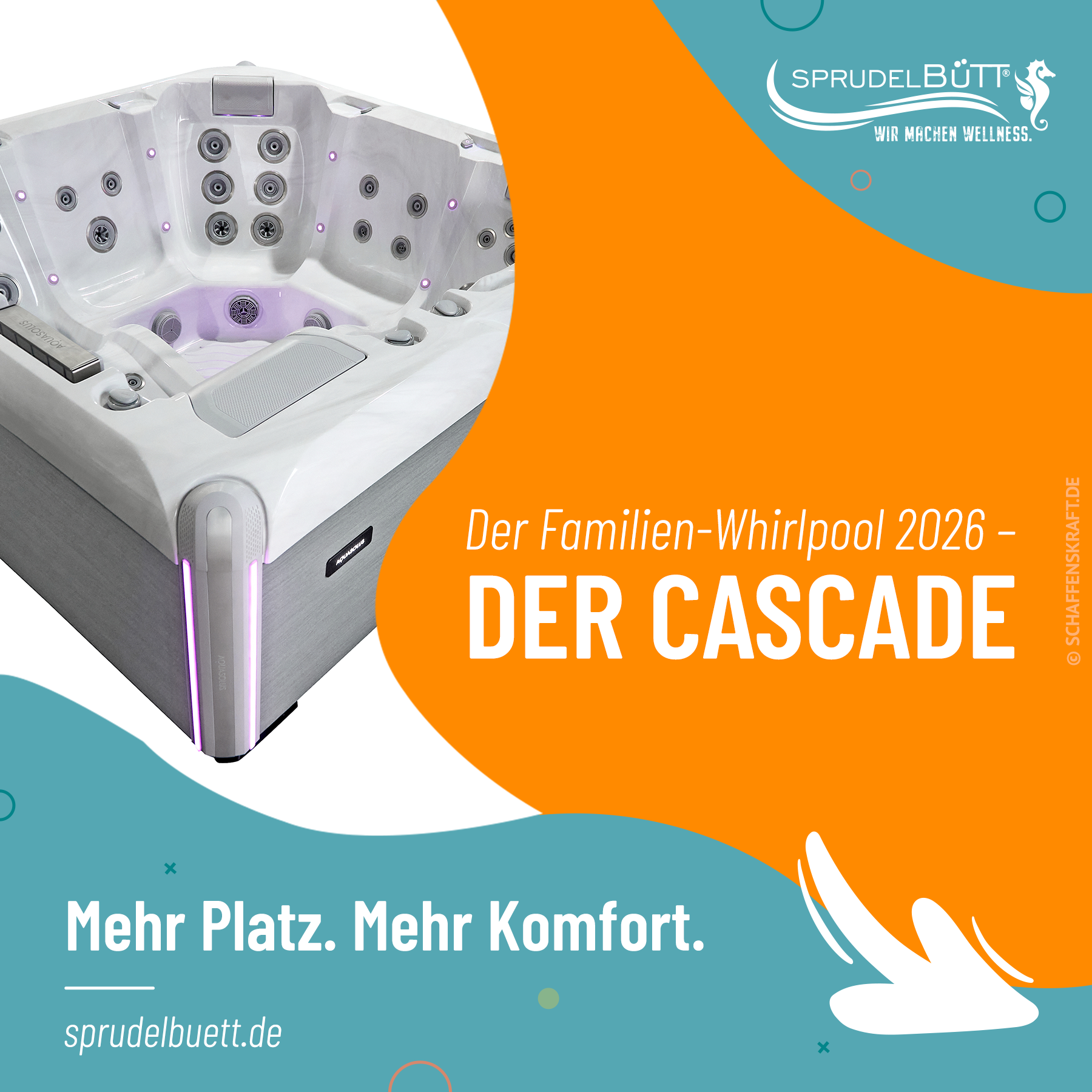SPRUDELBÜTT- Whirlpools Facebook ad: Der neue Whirlpool CASCADE, unser TOP MODELL 2026.