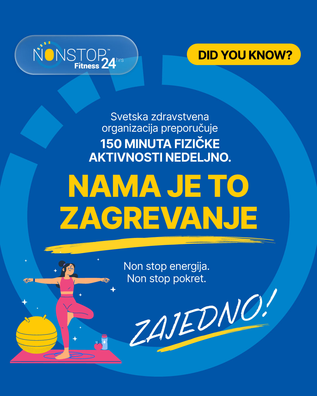 NON STOP Fitness Serbia Facebook ad: 150 minuta fizičke aktivnosti nedeljno?