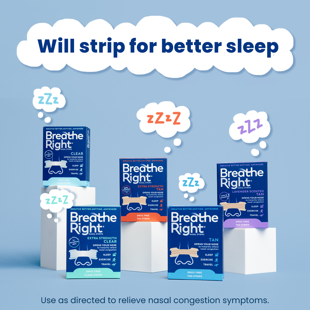 Breathe Right Nasal Strips Facebook ad: Sleep and wake up ahhh