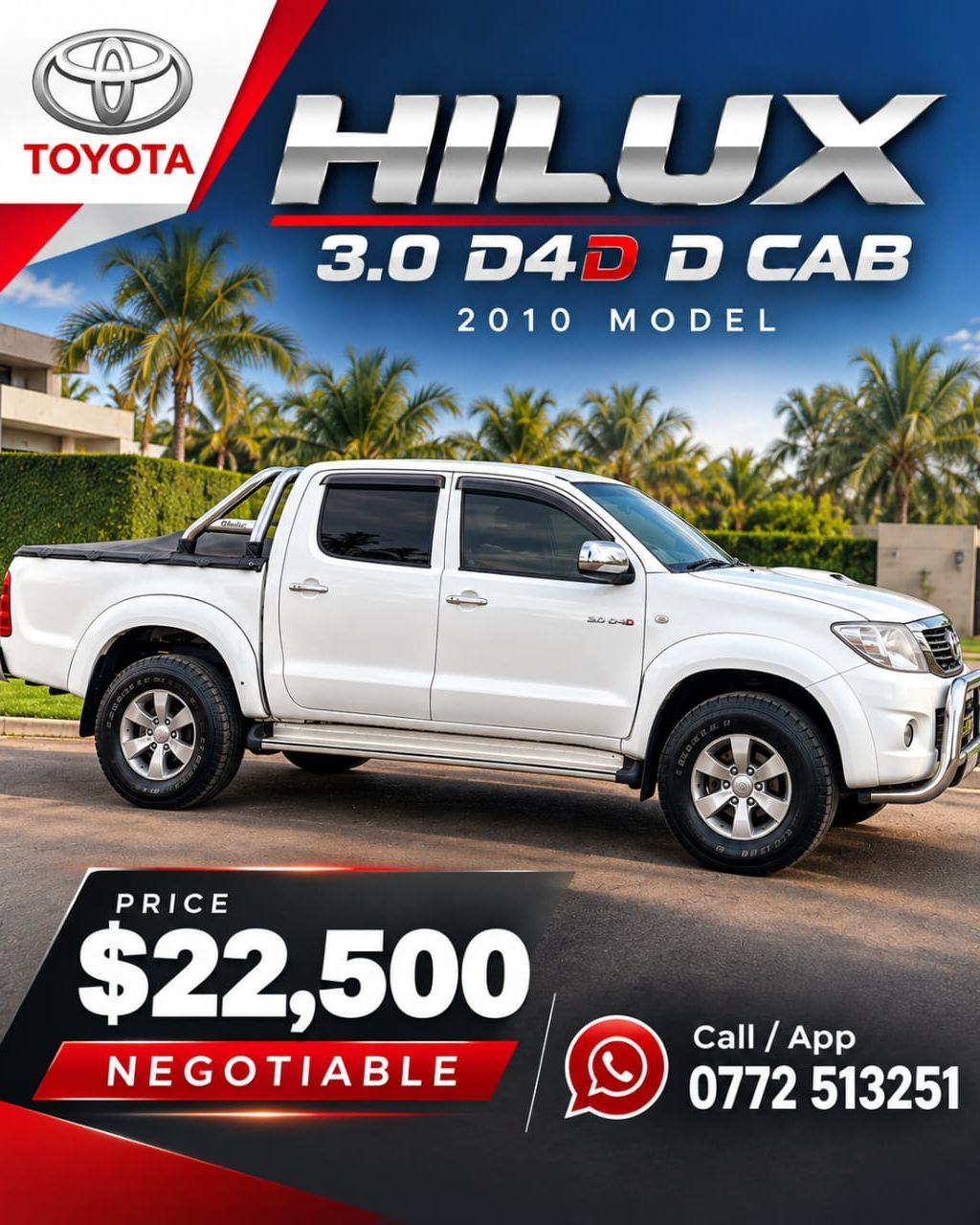 Zimbabwe Online Classifieds Adverts Facebook ad: **2007 Toyota Hilux 3.0 D-4D, Tough, Reliable & Ready**