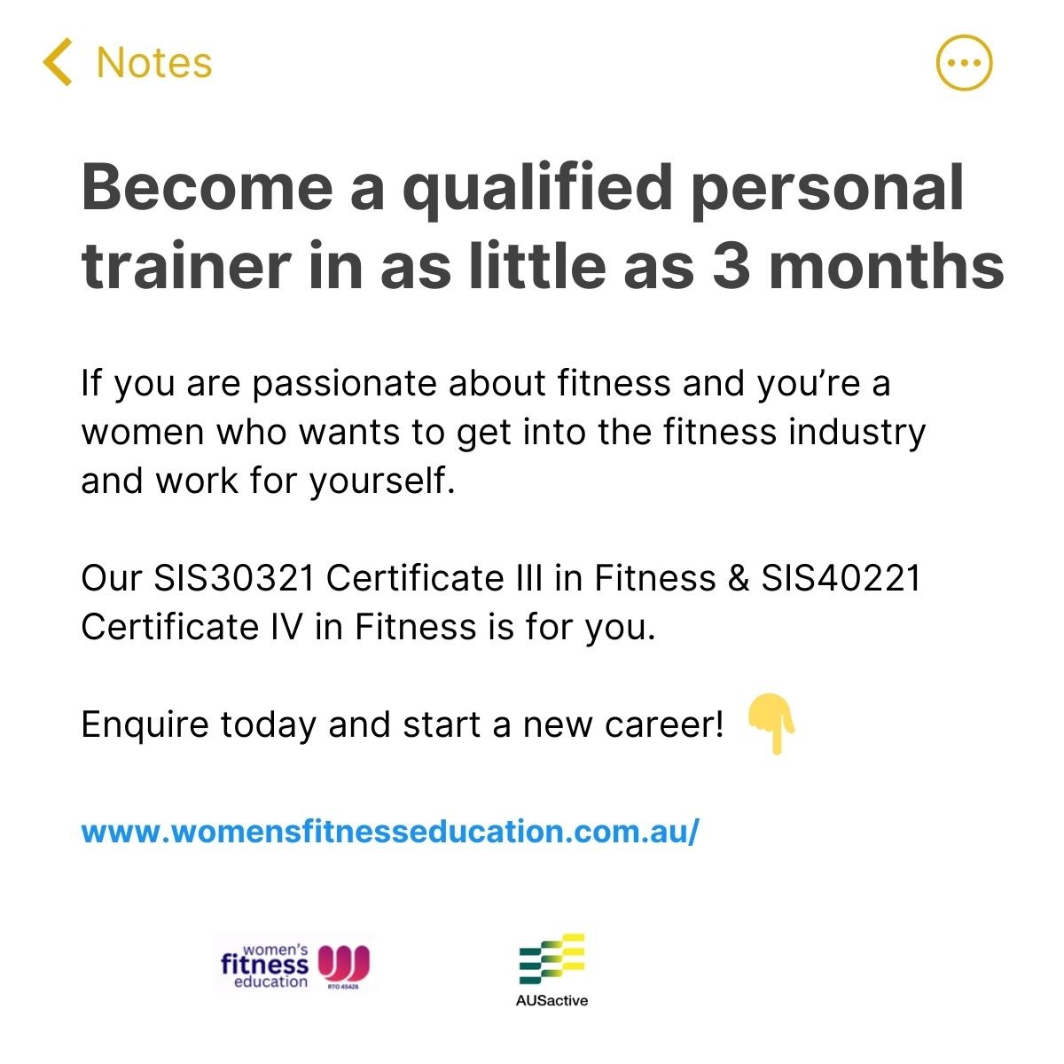 Women's Fitness Education Facebook ad
