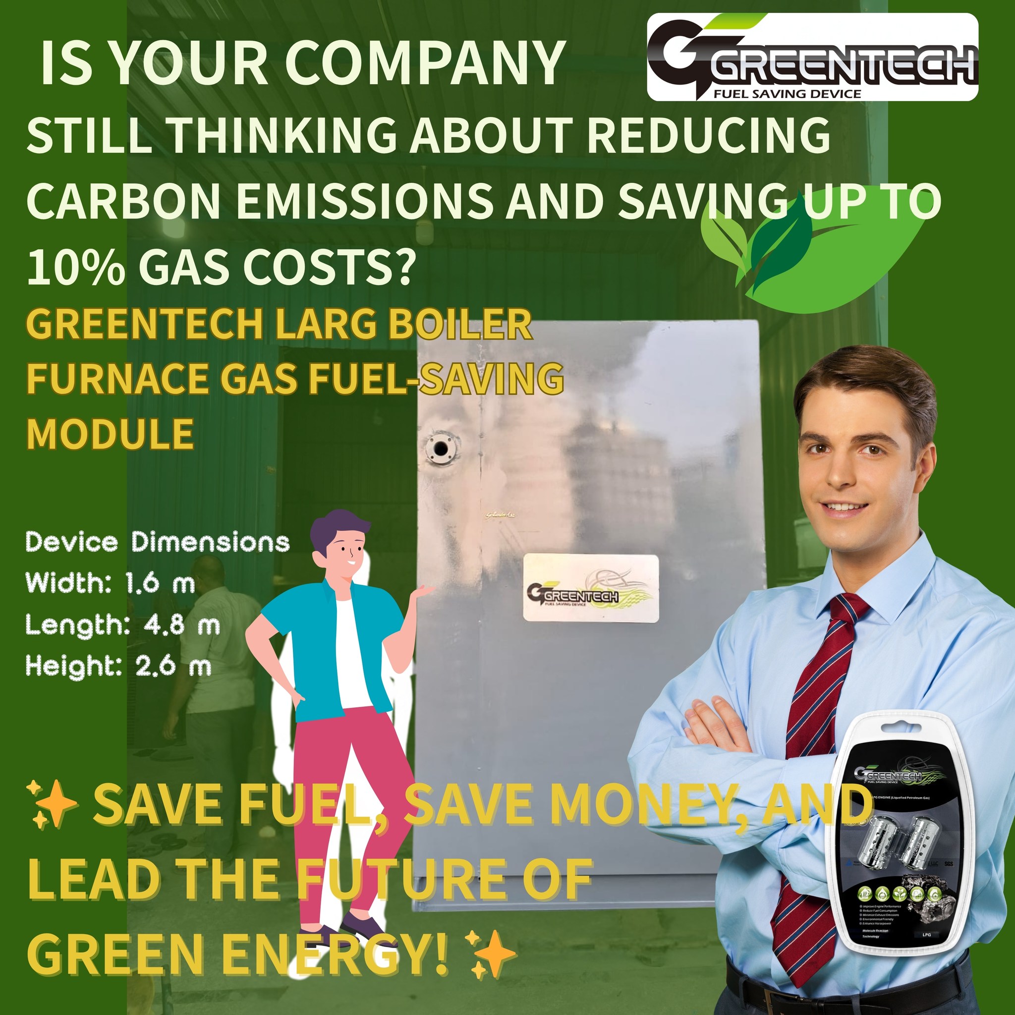 Greentech Fuel Enhancing Device Facebook ad: Save fuel, save money, and lead the future of green energy!
