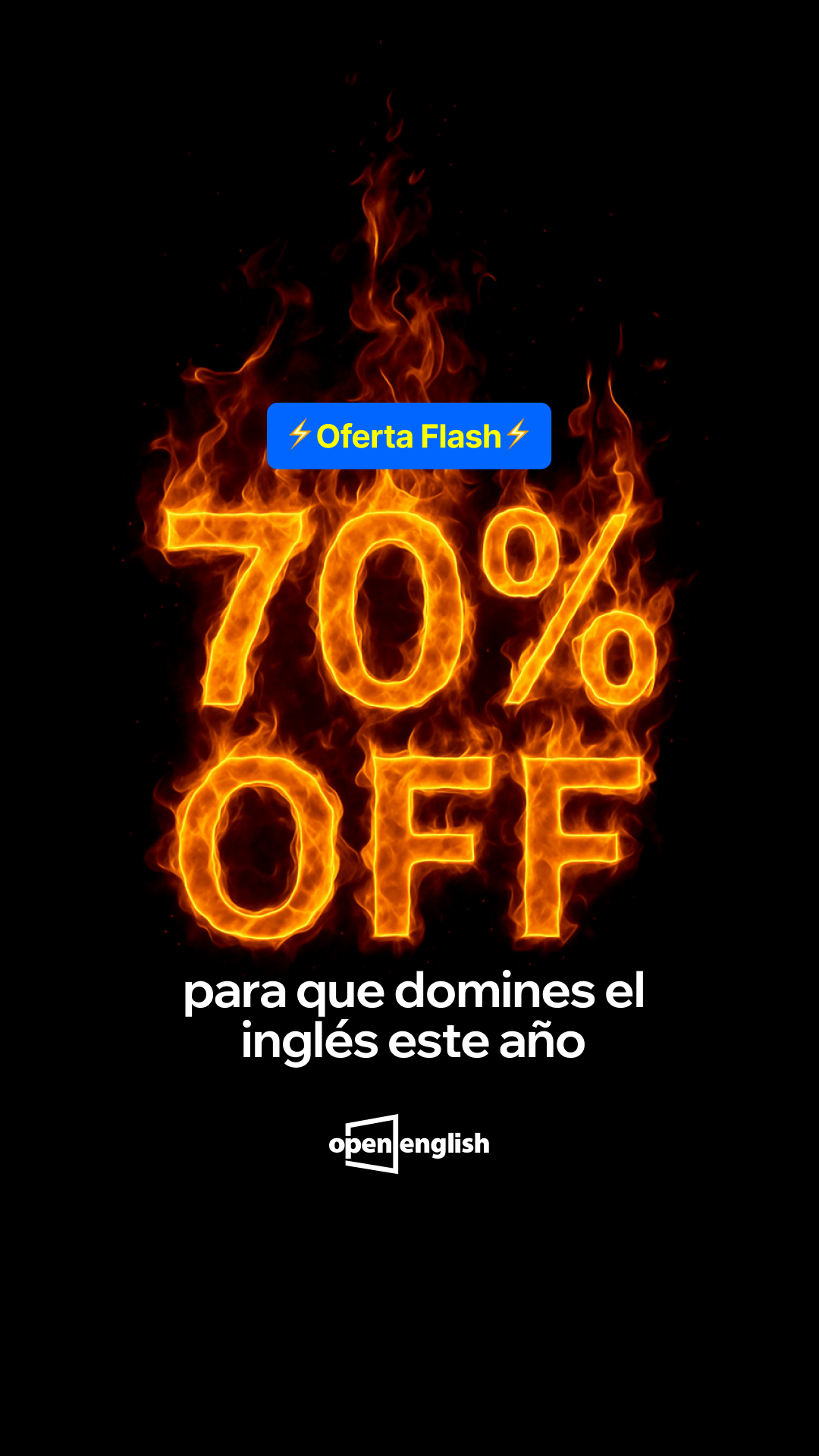 Open English Facebook ad: Oferta Flash: 70% OFF