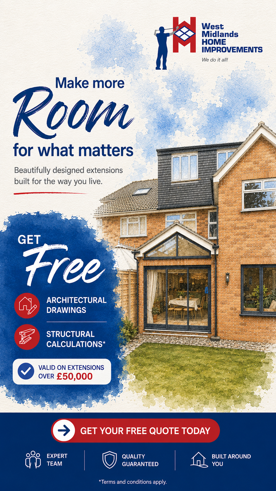 West Midlands Home Improvements Facebook ad: Secure Your Free Extension Quote