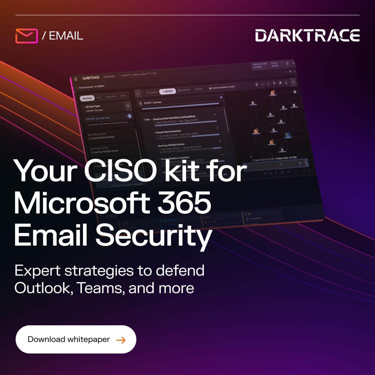 Darktrace Facebook ad: Get the M365 Email Security Guide.