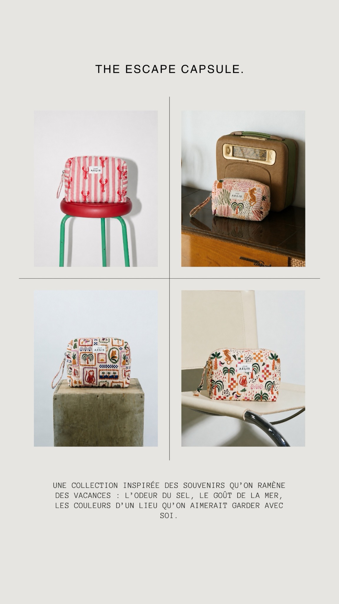 Atelier Aelis Facebook ad: Vos essentiels méritent une pochette chic