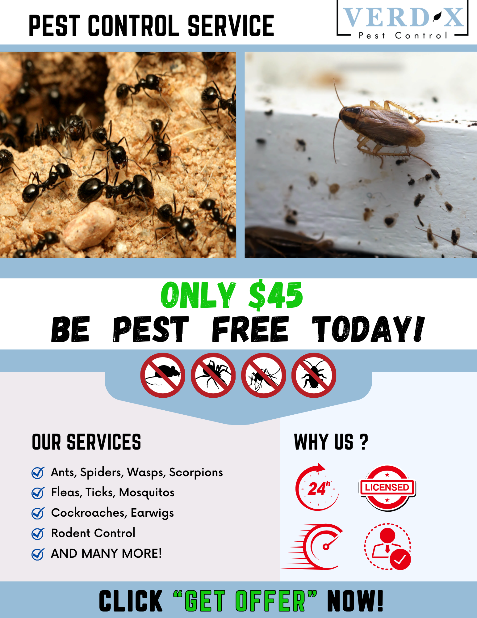 VerdX Pest Control Facebook ad