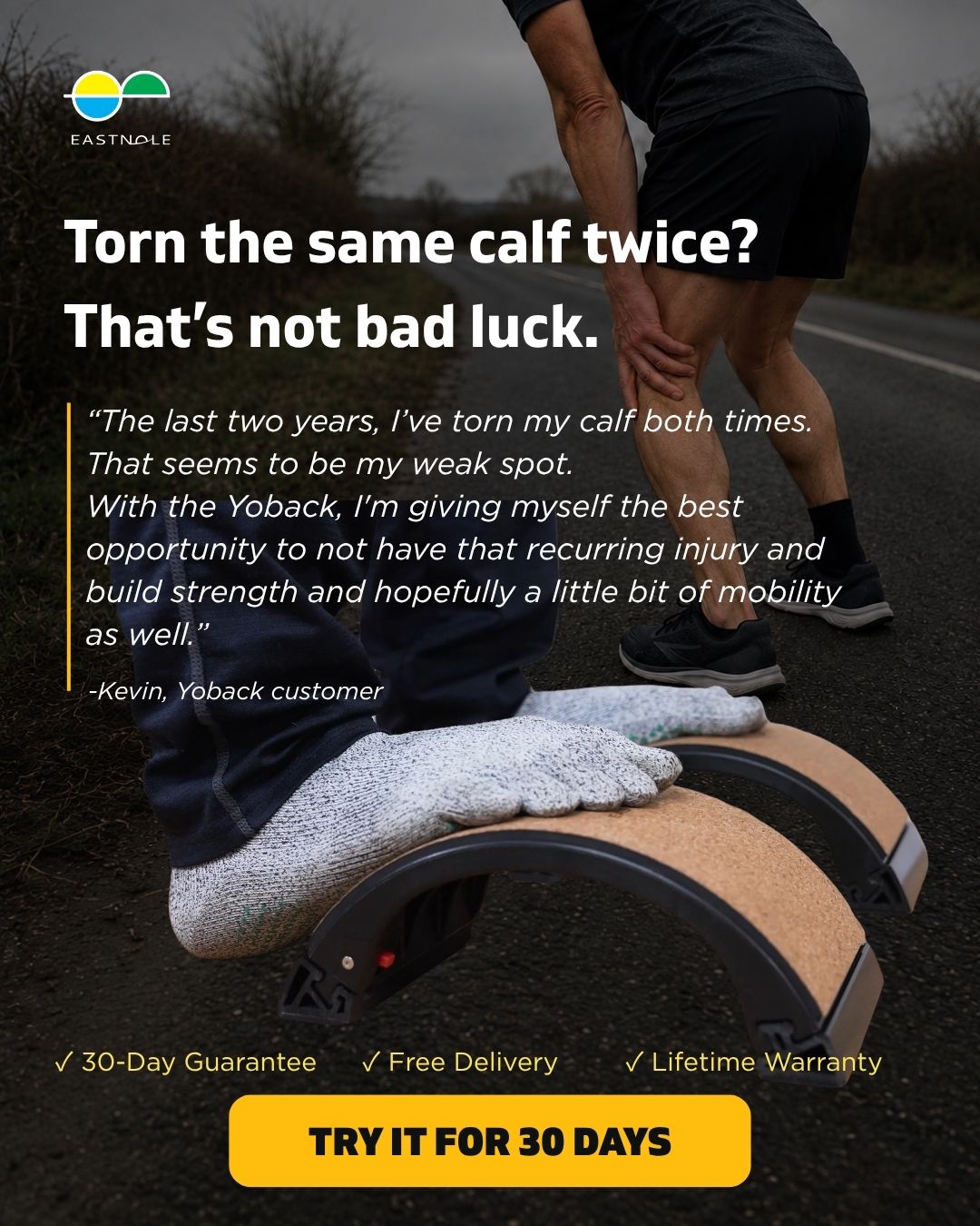 Eastnole Facebook ad: I don't stretch except with this. Paul S
