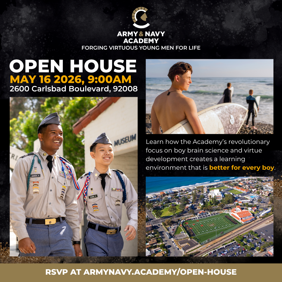 Army and Navy Academy Facebook ad: Forging Virtuous Young Men