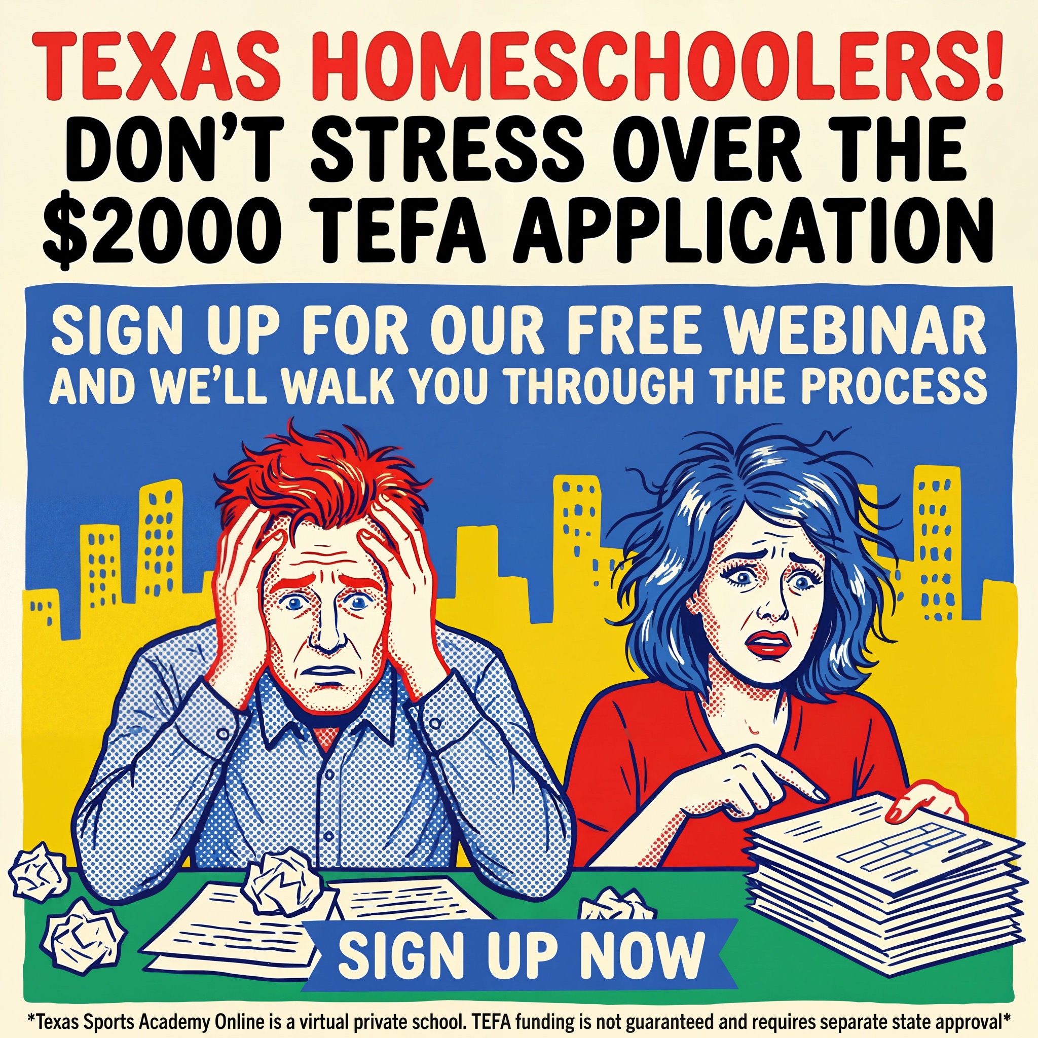 The Texas Sports Academy Facebook ad from Mar 18, 2026