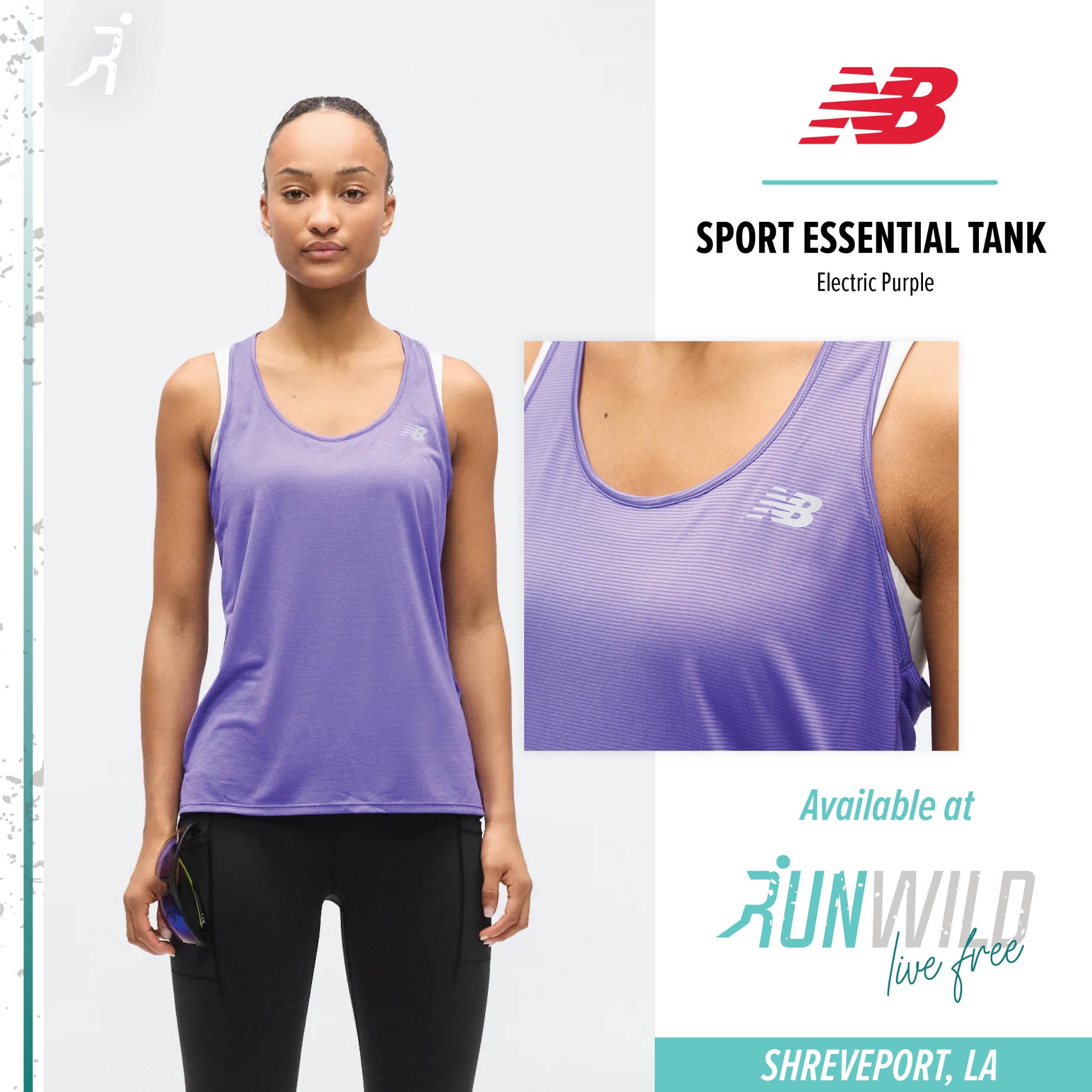 Run Wild Shreveport Facebook ad: New Balance Sport Essential Tank