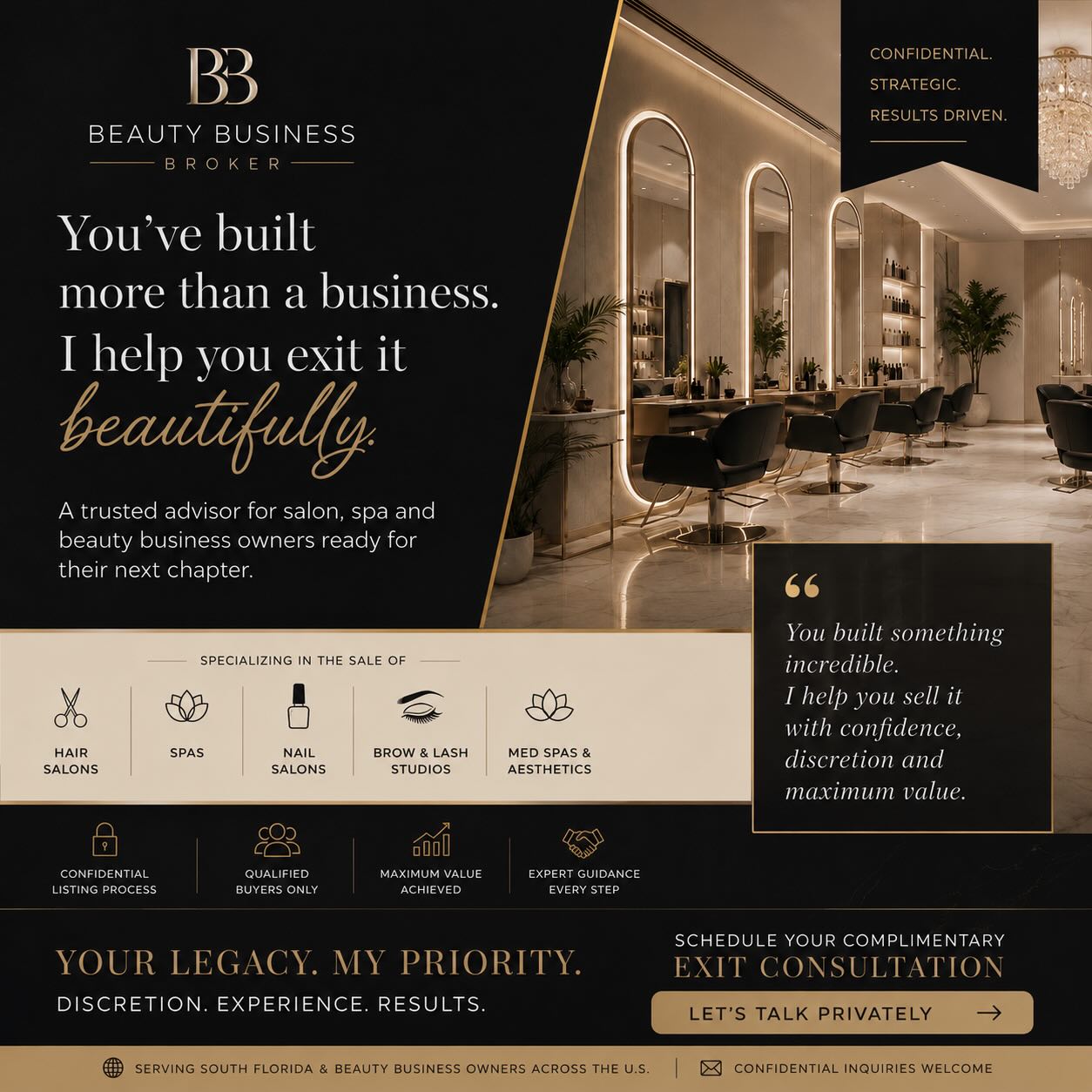 Adele Thomas. Beauty industry business broker Facebook ad