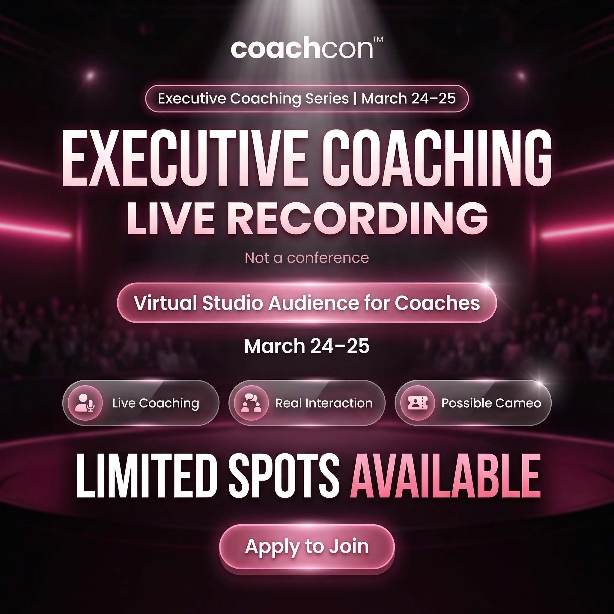 Coachcon: The Business of Coaching Facebook ad: Coaches Who Grow Fastest Are Already in This Room.