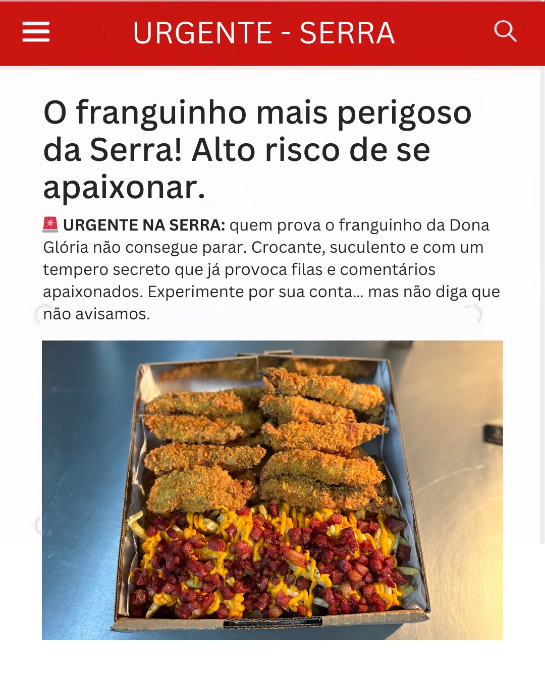 Dona Glória Franguinho Facebook ad: URGENTE NA SERRA