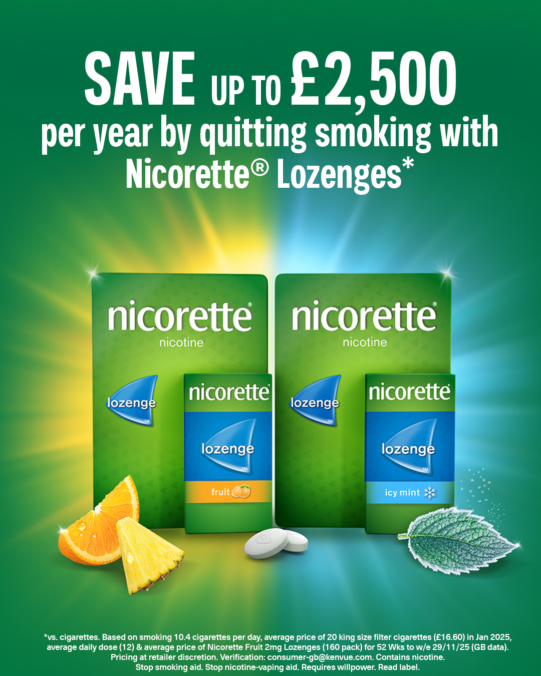 Nicorette Facebook ad: Nicorette Lozenges start to reduce smoking cravings in…