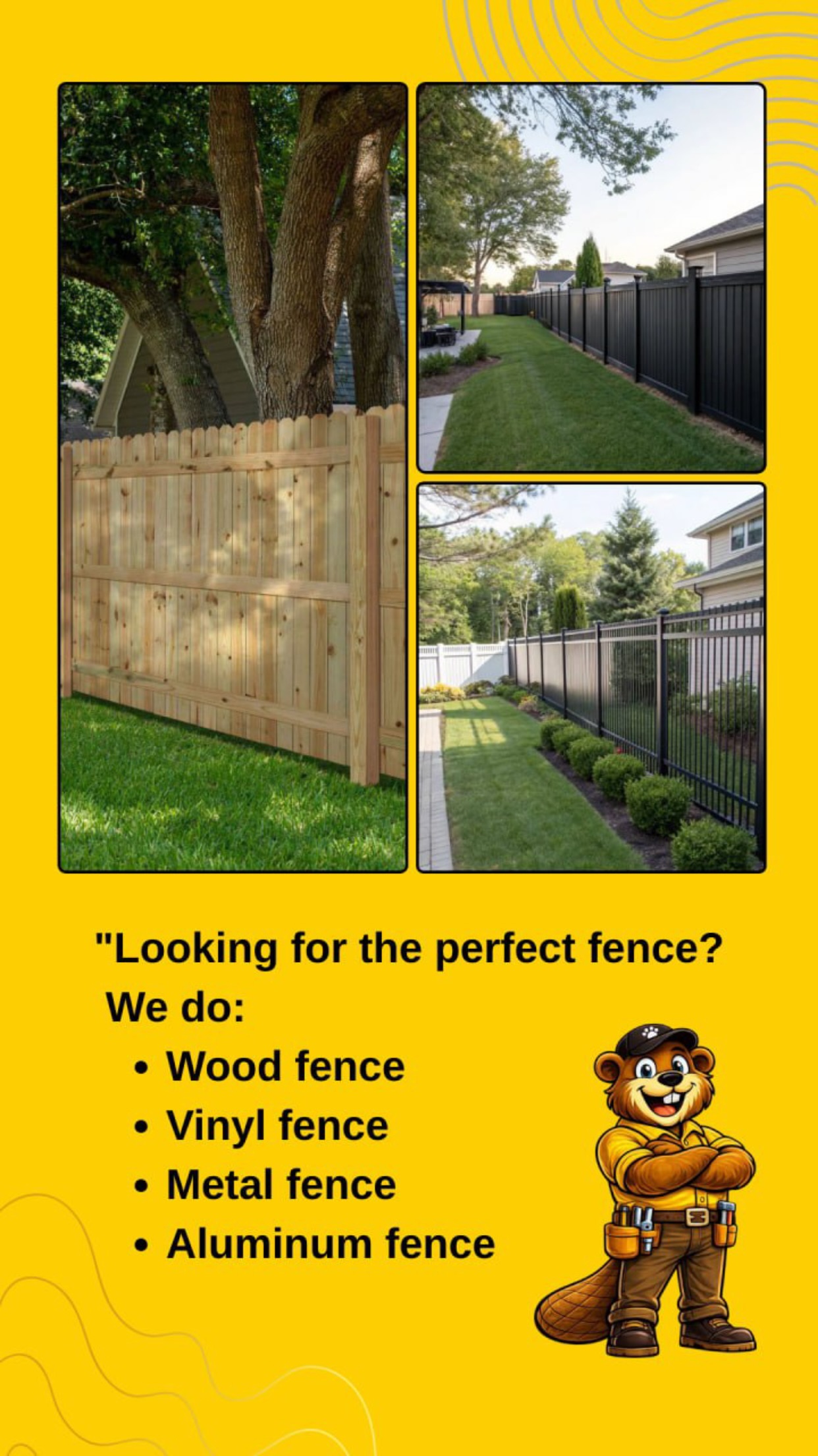 Happy Beaver Fence Facebook ad: Free Fence Estimate