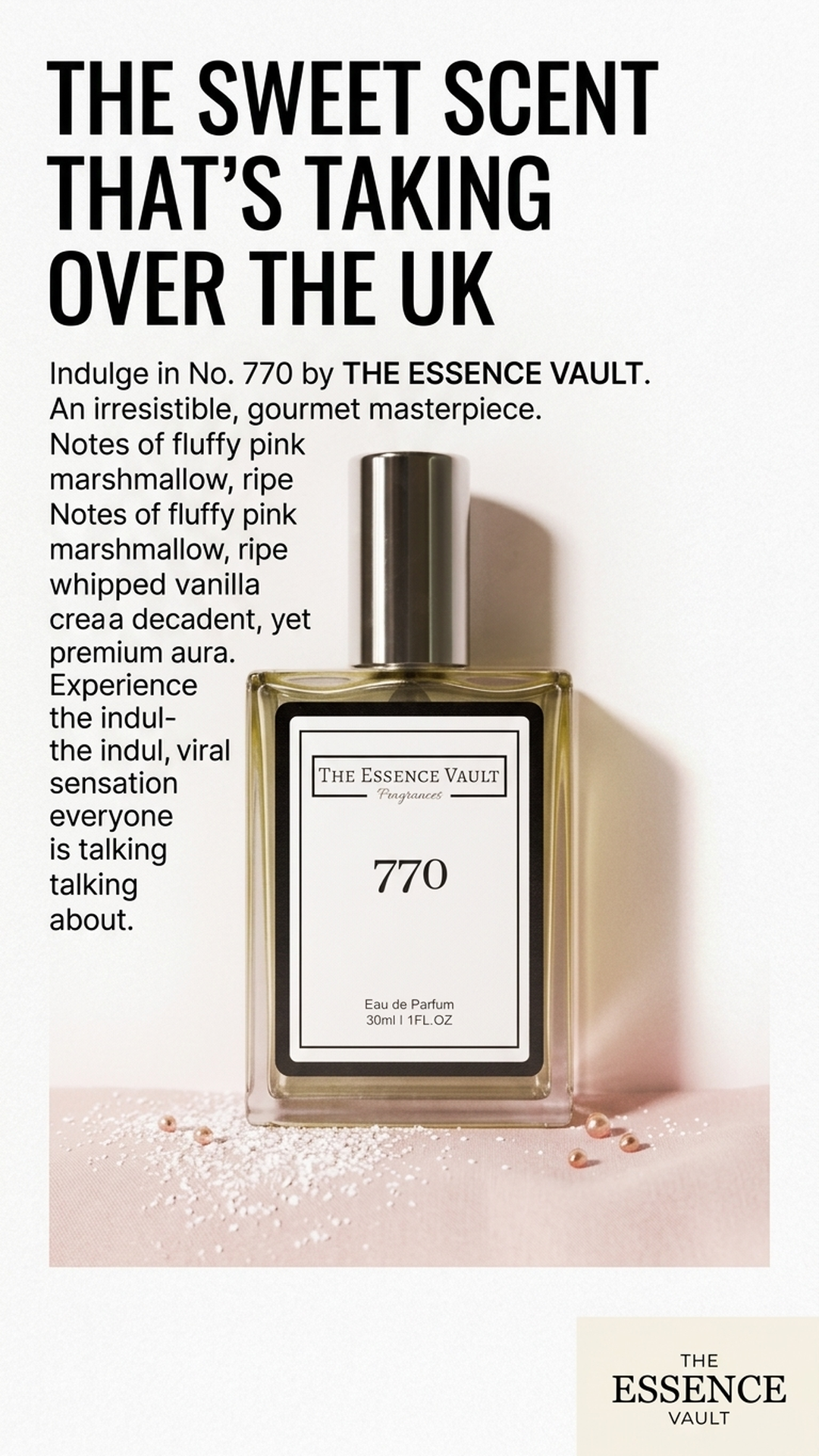 The Essence Vault Facebook ad from Mar 25, 2026