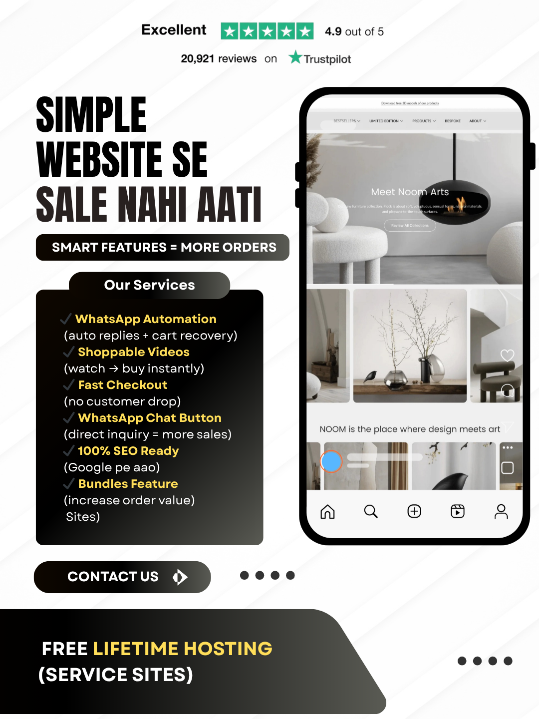 त्रिनेत्रधारी Facebook ad: Free Hosting + SEO + WhatsApp Automation.