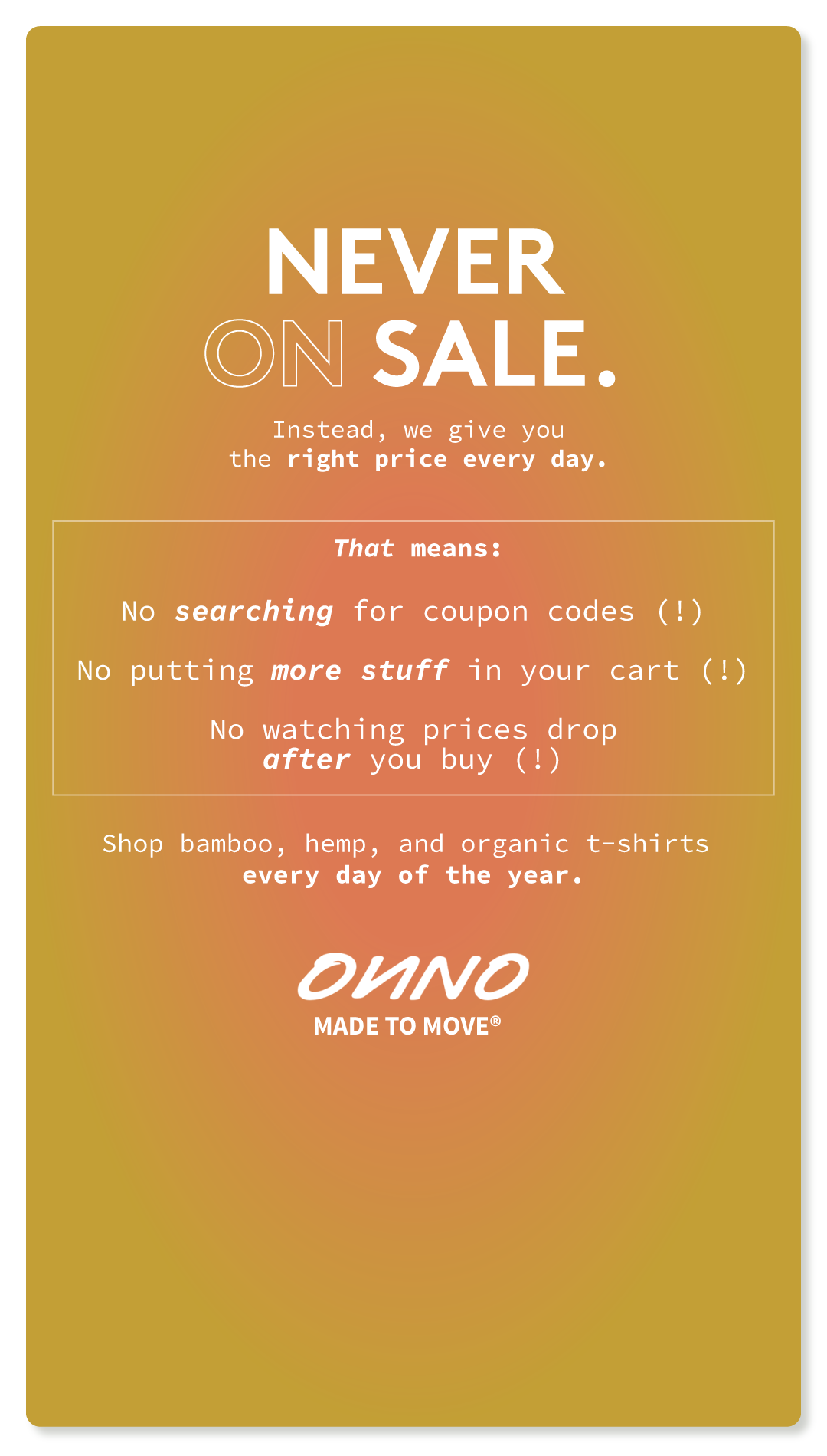 ONNO T-Shirt Company Facebook ad from Aug 4, 2026