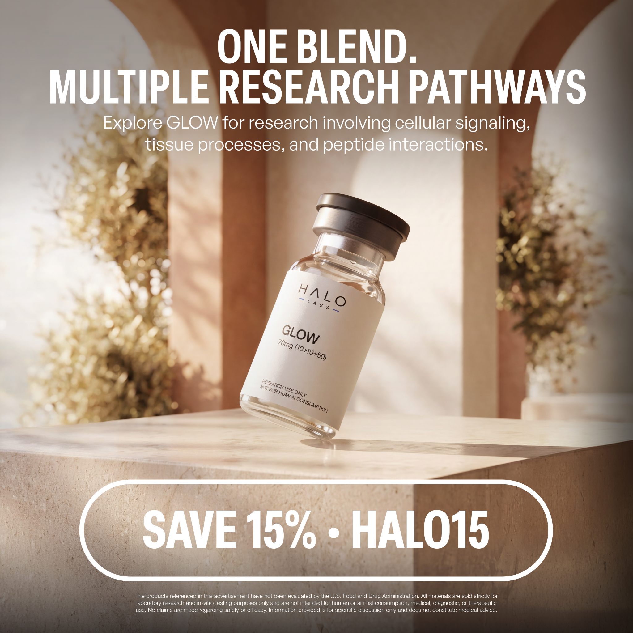 Halo Labs Facebook ad: 15% Off With Code HALO15