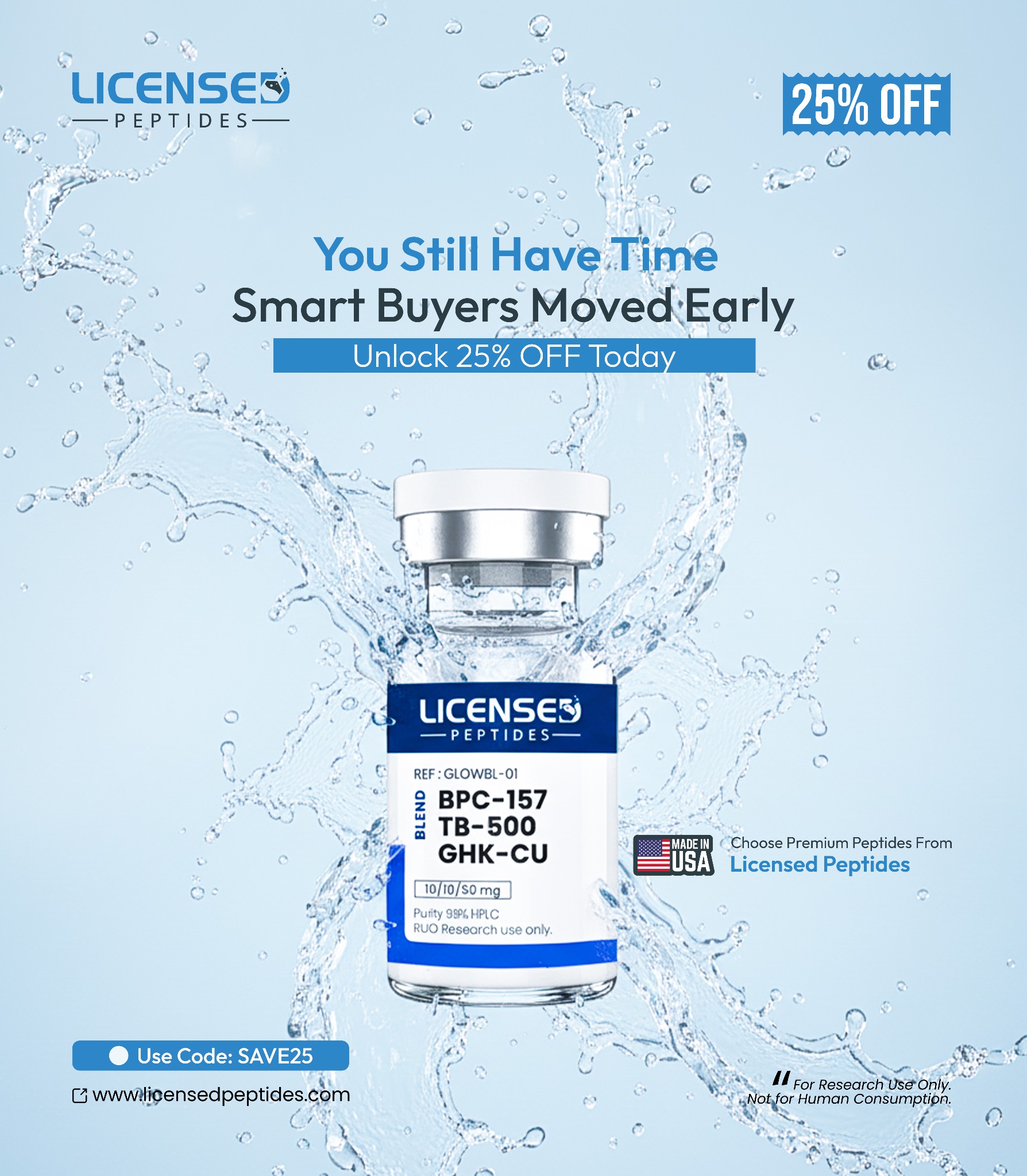 Licensed Peptides Research Facebook ad from Apr 28, 2026