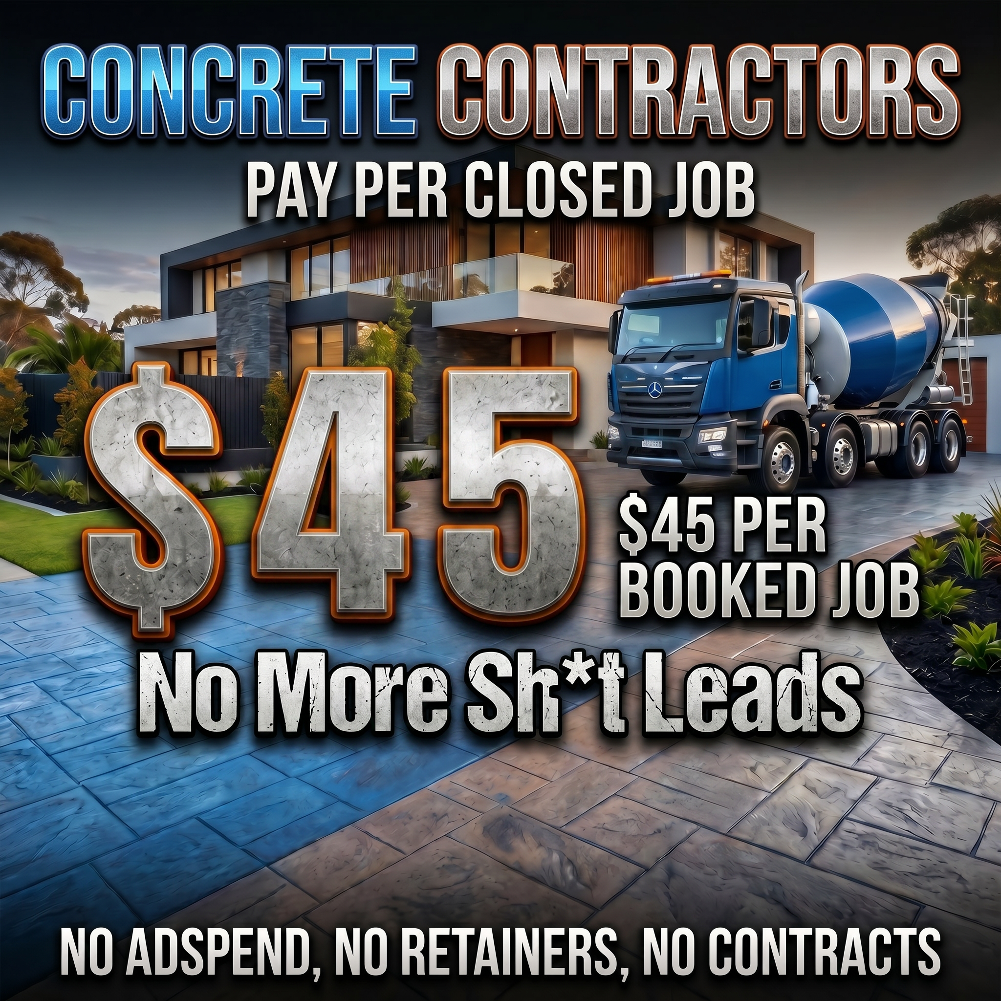 Solvers Digital Co Facebook ad: $45 PER CONCRETE JOB