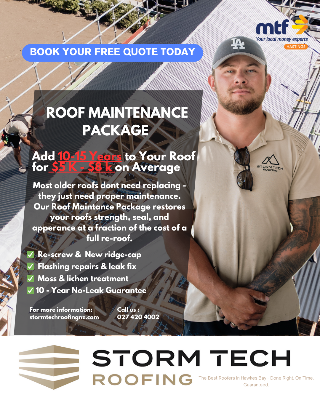 Storm Tech Roofing Facebook ad from Oct 16, 2025
