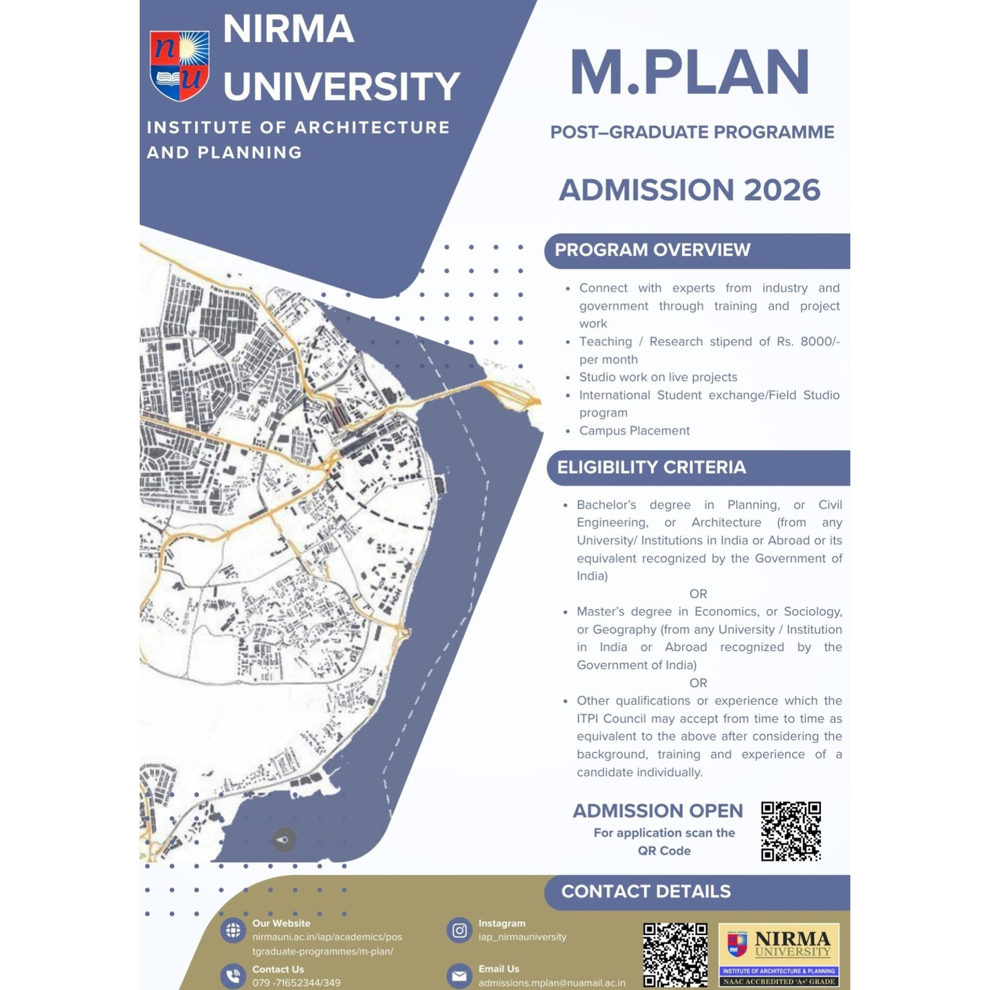 Institute of Architecture & Planning, Nirma University Facebook ad: Admissions open for the Master in Planning programme.