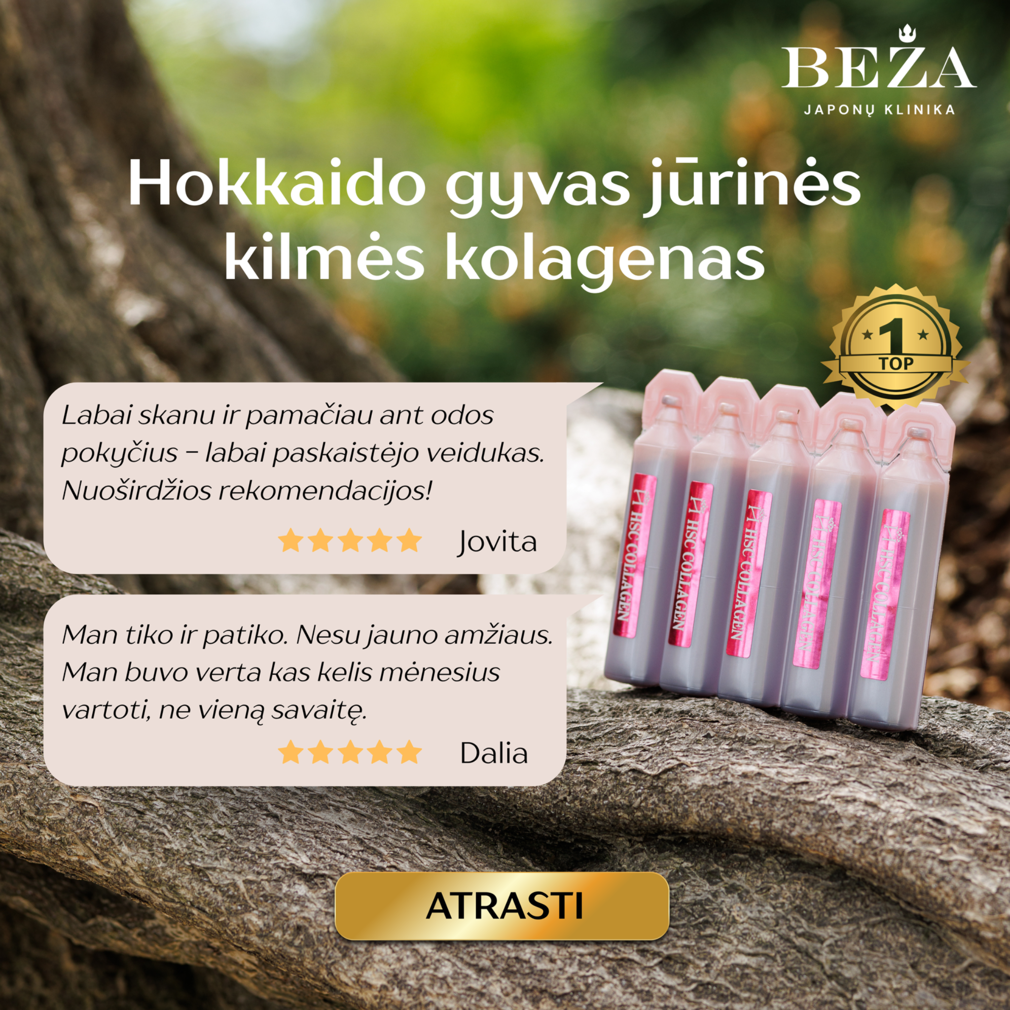 Japonų klinika - Beža Facebook ad: Skystas granatų skonio kolagenas