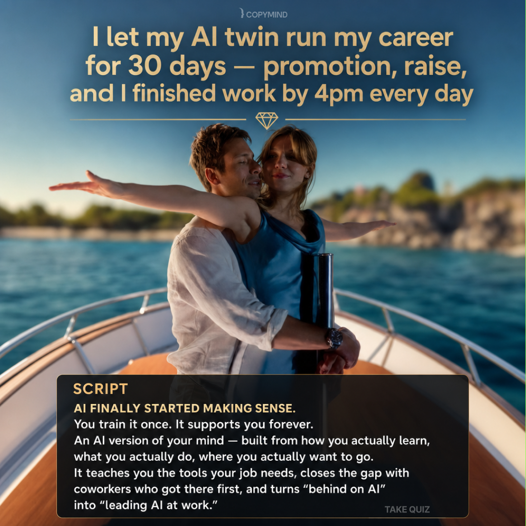 Copymind's money&career coach Facebook ad: Join thousands who've transformed their careers, their…