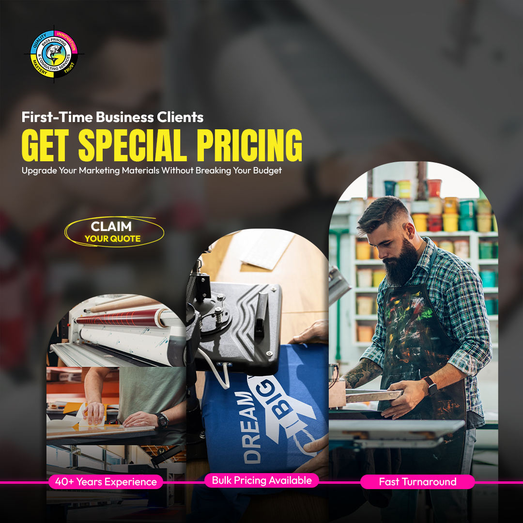 Bass Printing Company Facebook ad: Special Pricing For New Business Clients