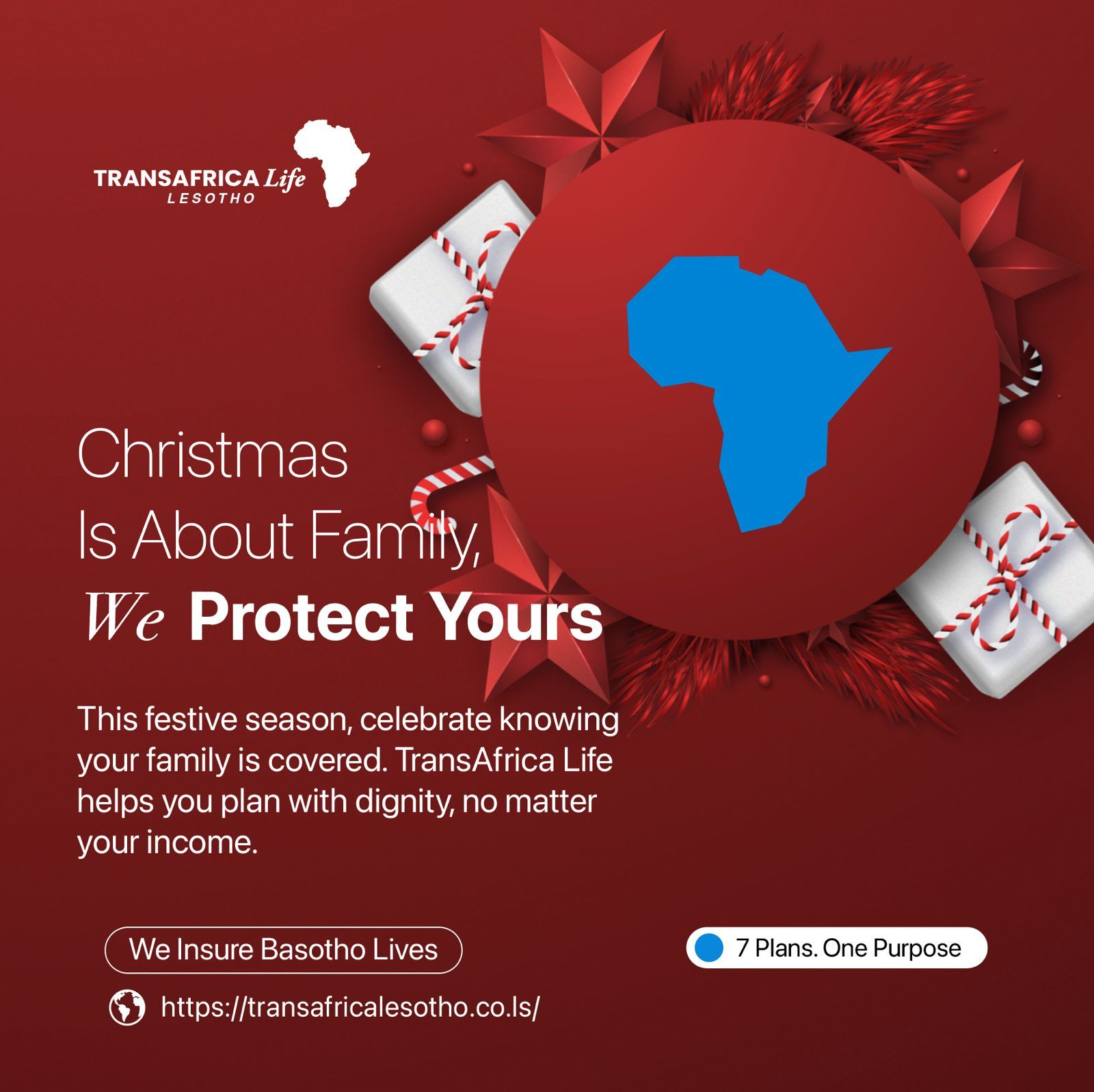 TransAfrica Life Lesotho Facebook ad: Transafrica Life insurance Lesotho wishes you a merry…