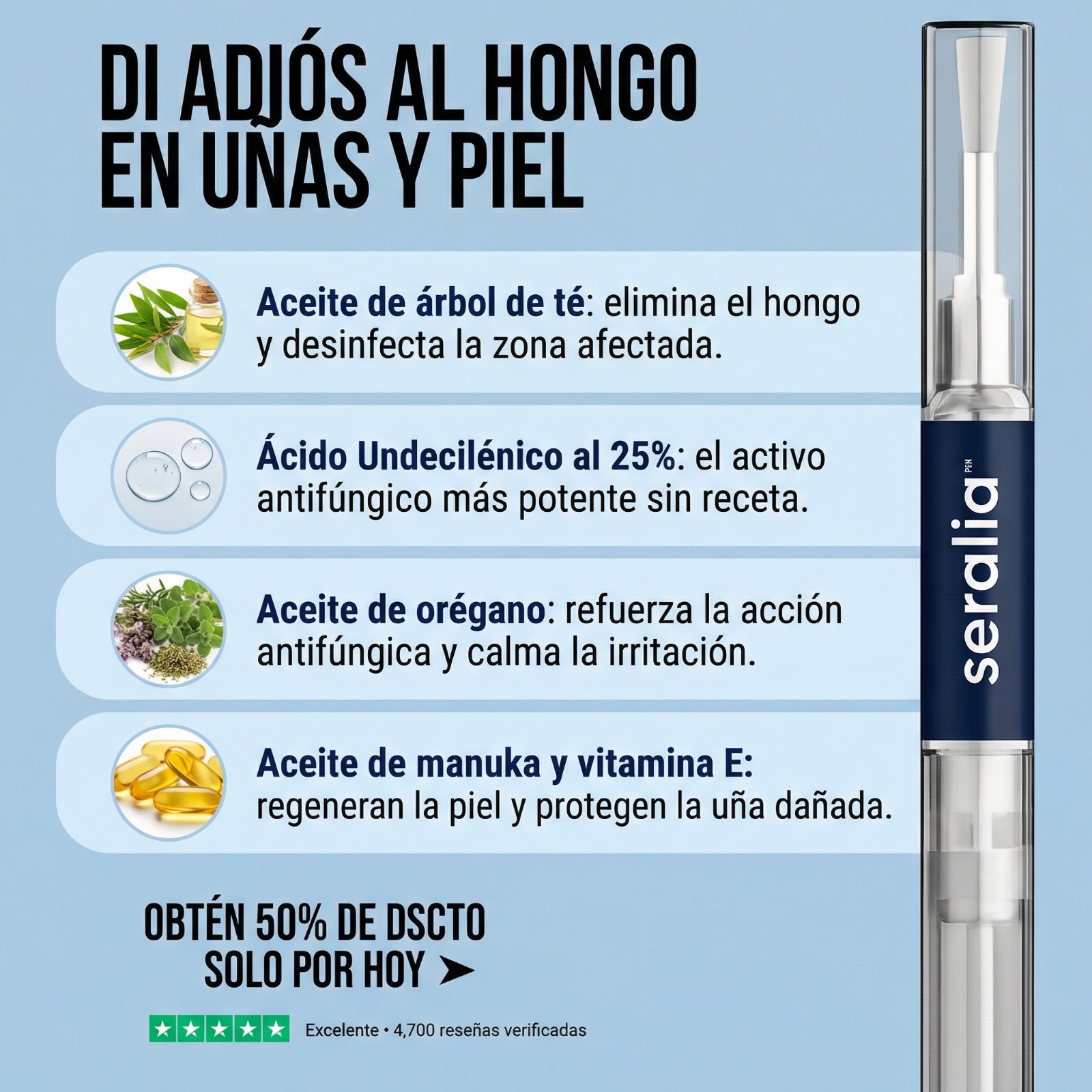Seralia Facebook ad: Elimina hongos rápidamente