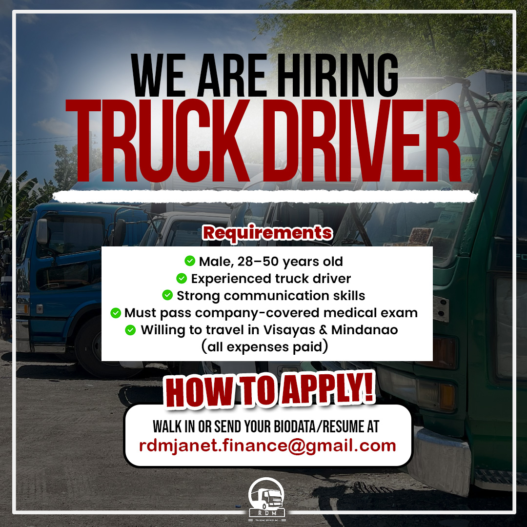 RDM Trucking Services Inc - Cebu Facebook ad: WE’RE HIRING: 10 wheelers TRUCK DRIVER