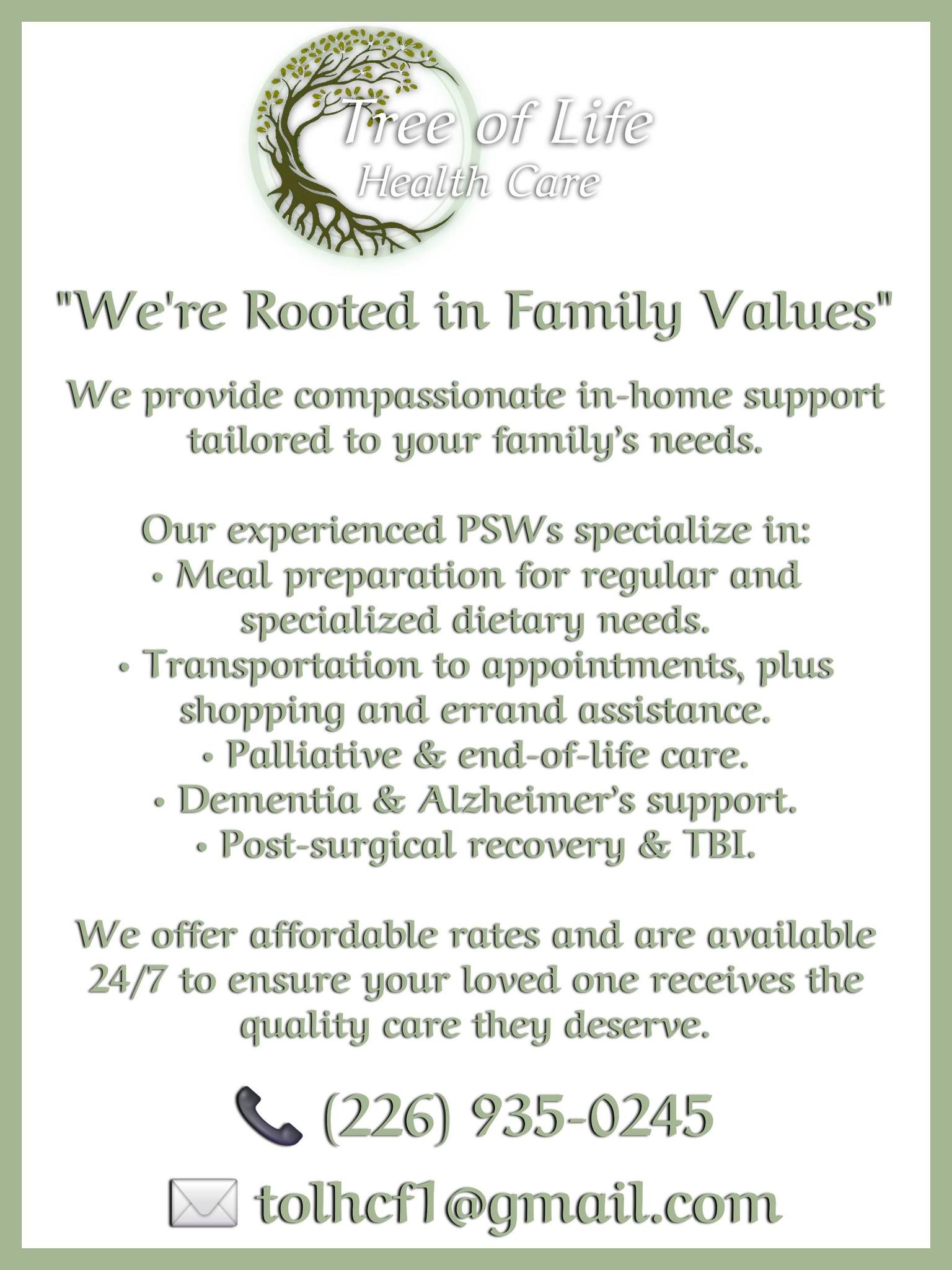 Tree of Life Health Care Facebook ad