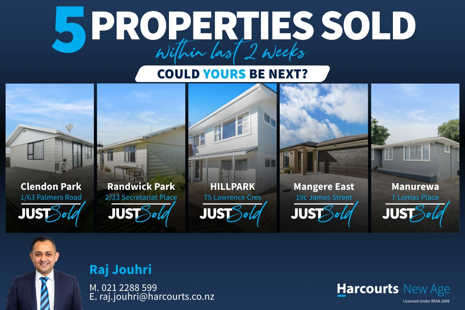 Raj Jouhri - Real Estate Facebook ad: 5 Unconditional Sales in 2 Weeks!