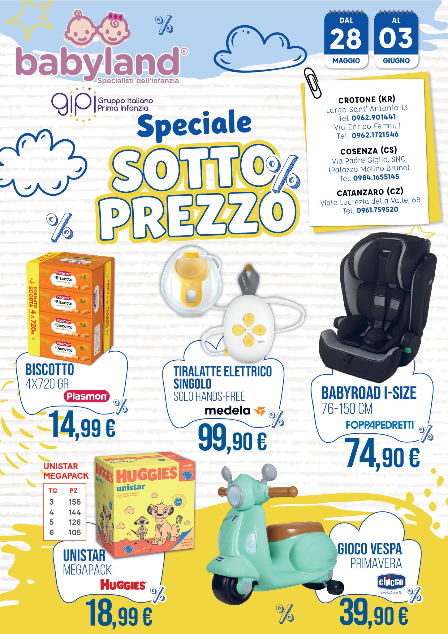 Babyland Facebook ad: **SPECIALE SOTTO PREZZO nei nostri Store!**
