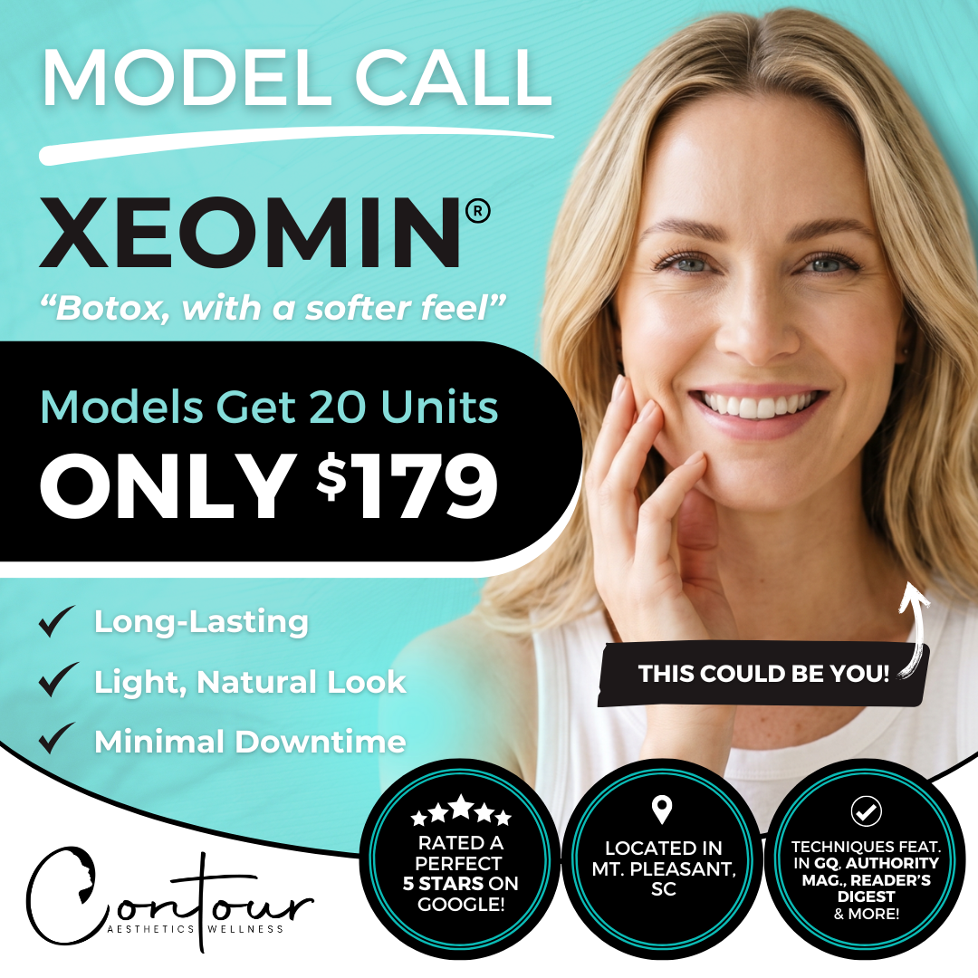 Contour Aesthetics & Wellness Facebook ad: Model Call! Receive 20 units of Xeomin for ONLY $179!