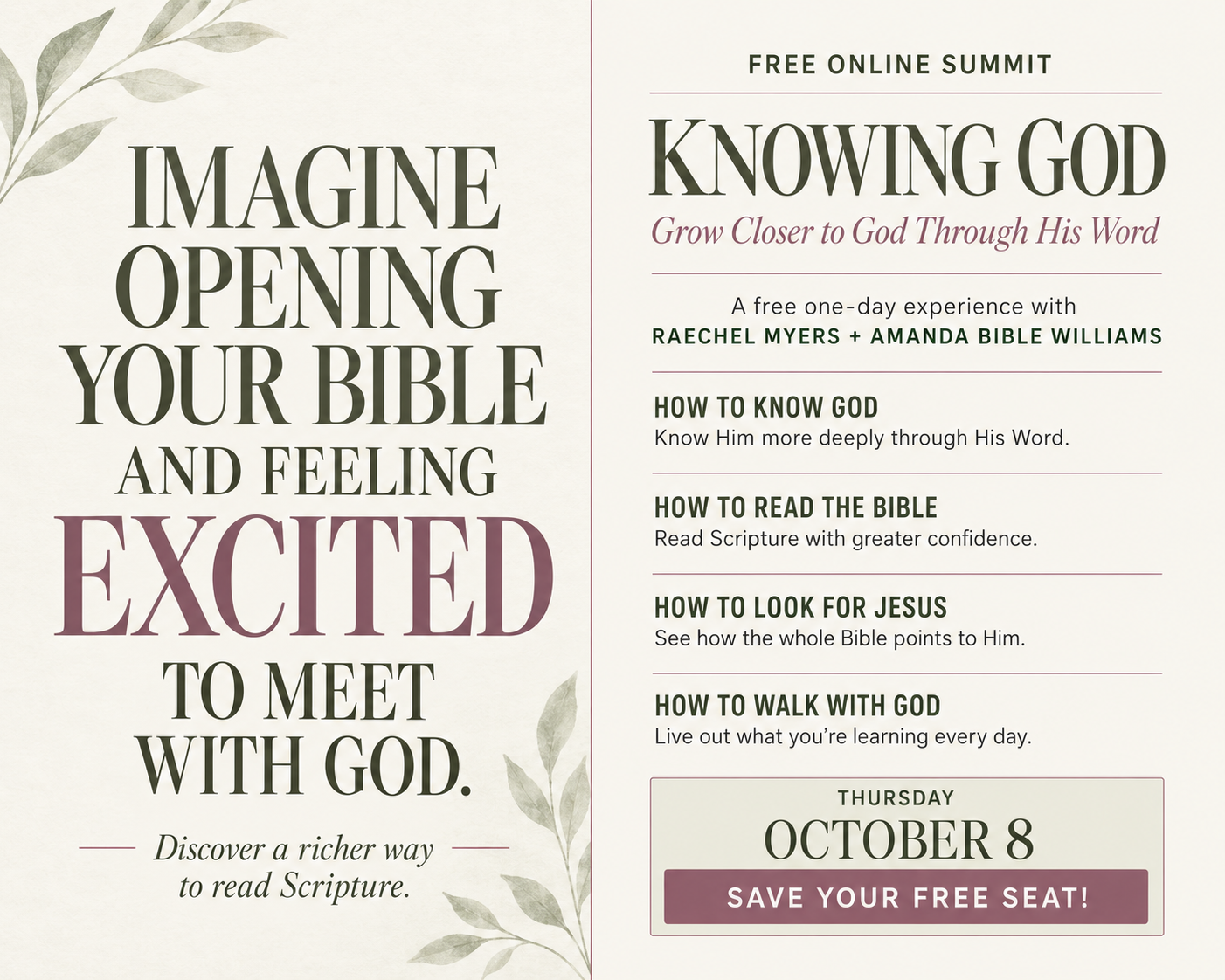My Grace Corner Facebook ad: Join the FREE Knowing God Summit