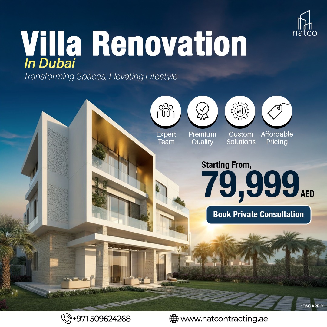 Natco Renovation Dubai Facebook ad: Apartment Renovation Experts, Free Site Visit
