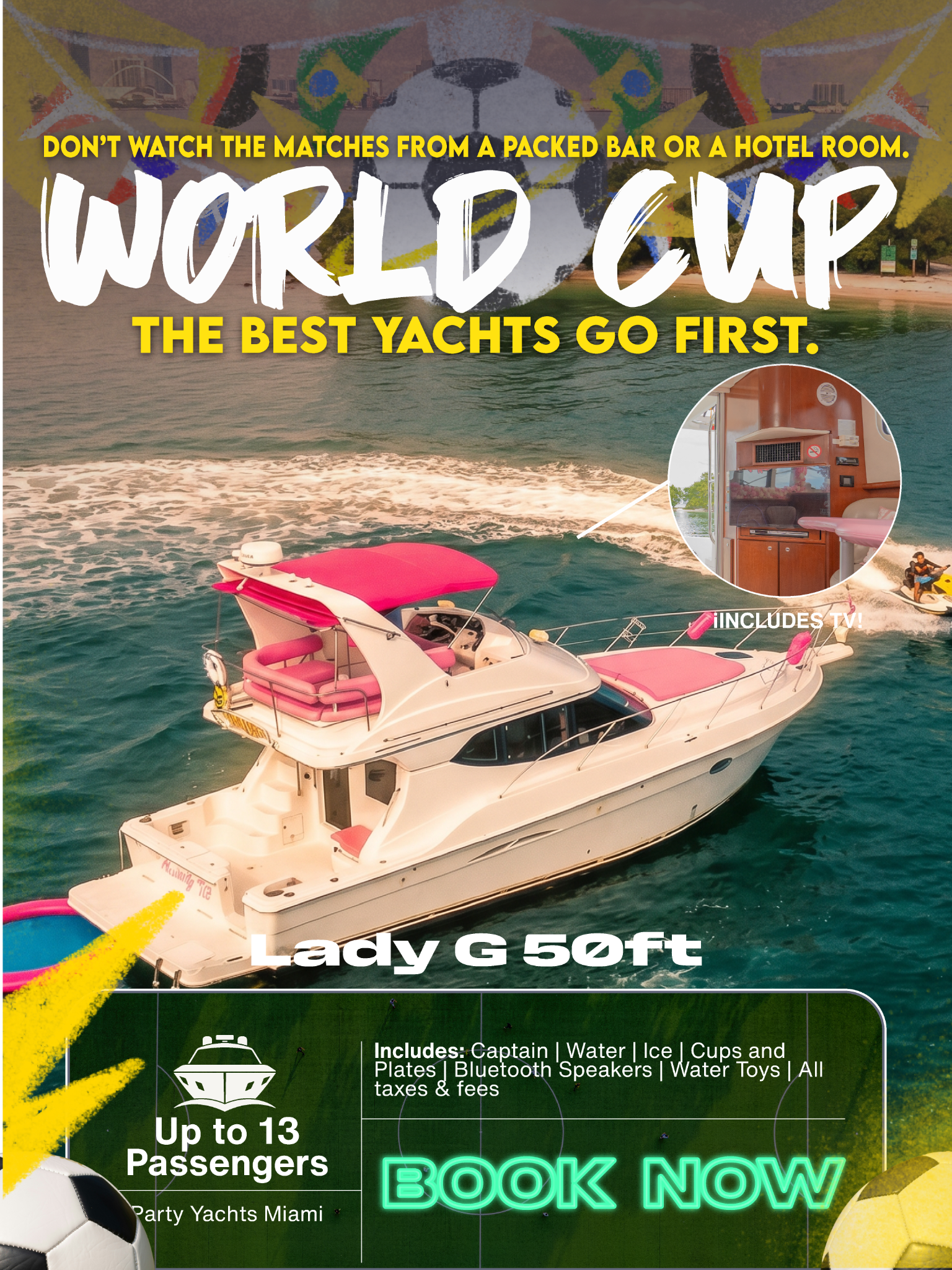Party Yachts Miami Facebook ad: TV INCLUDED