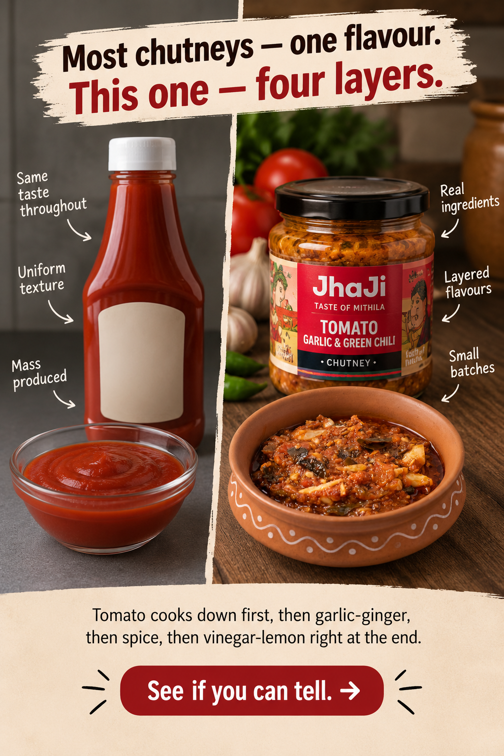 JhaJi Store Facebook ad: Not Every Chutney Has Layers