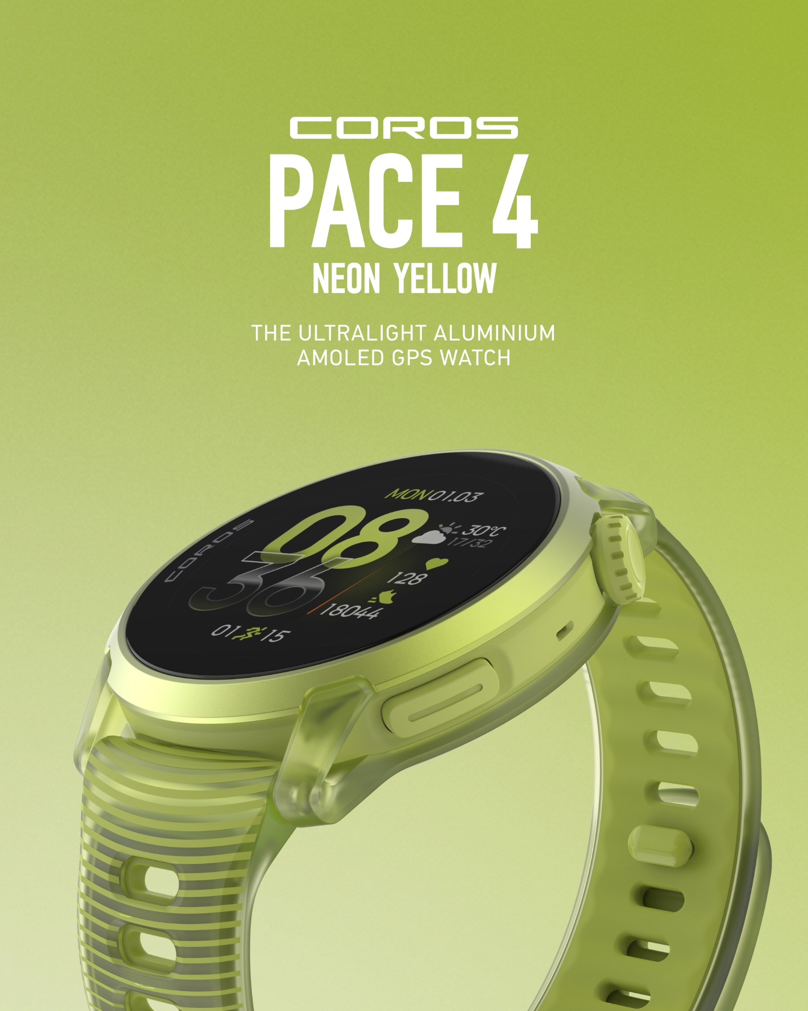 COROS UK Facebook ad: COROS PACE 4 Neon Yellow