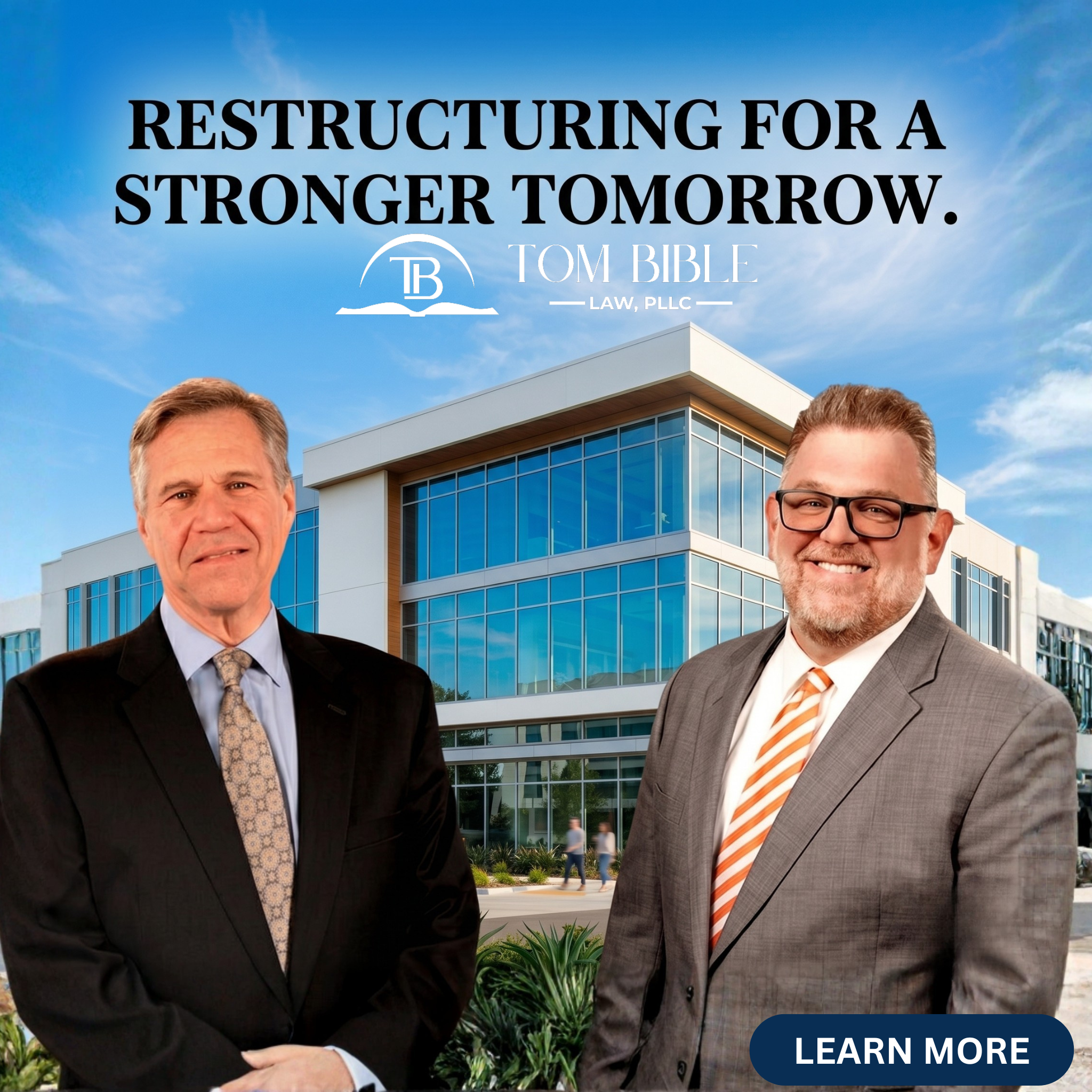 Tom Bible Law Facebook ad: Experienced Representation for Complex Financial Times.
