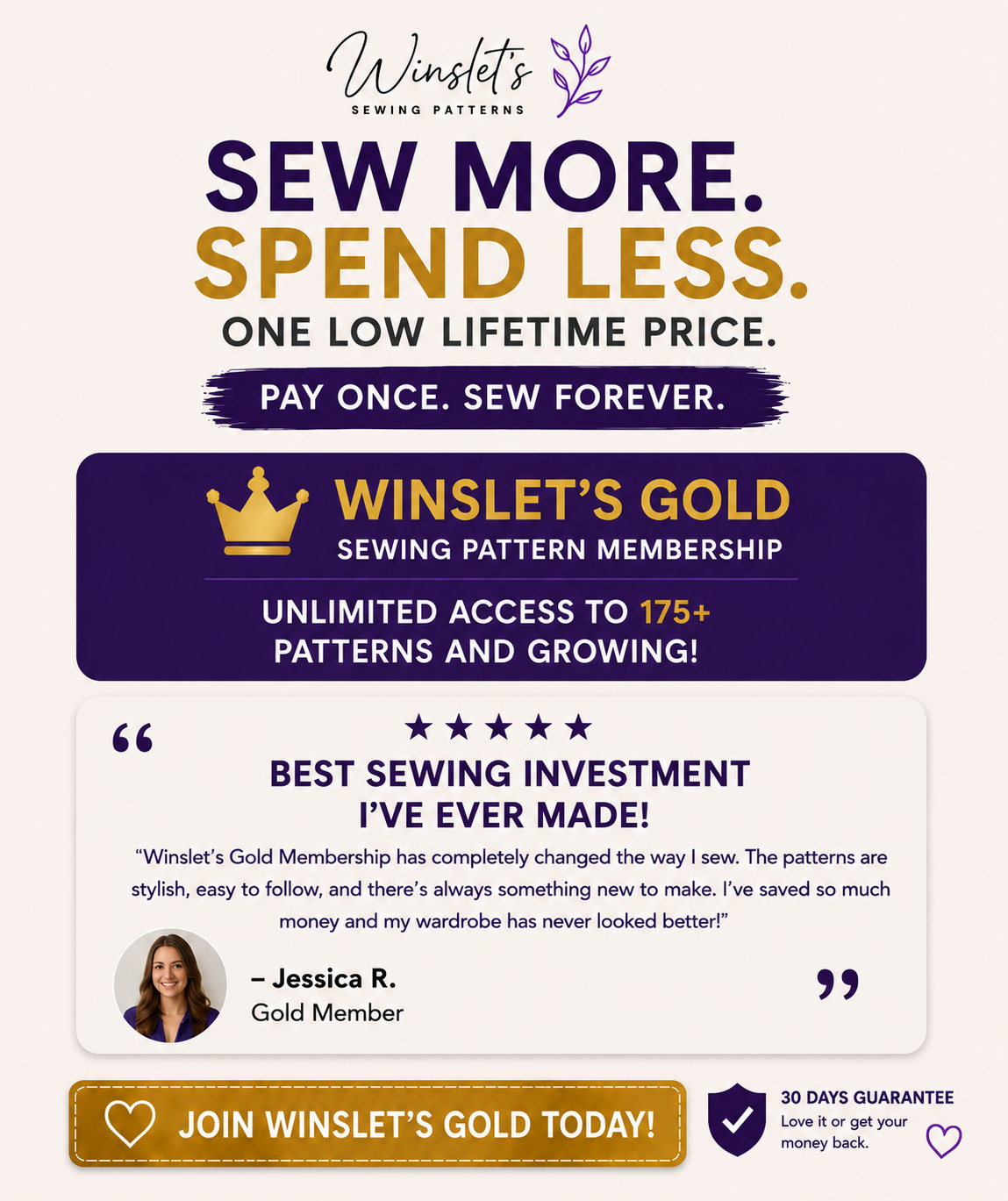 Winslet's Sewing Patterns Facebook ad