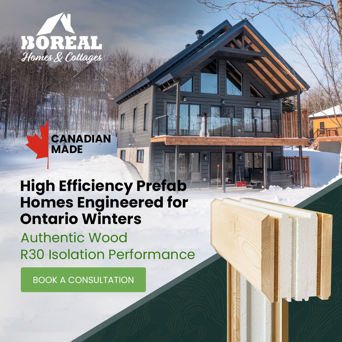 Boreal Thermolog Homes and Cottages Facebook ad