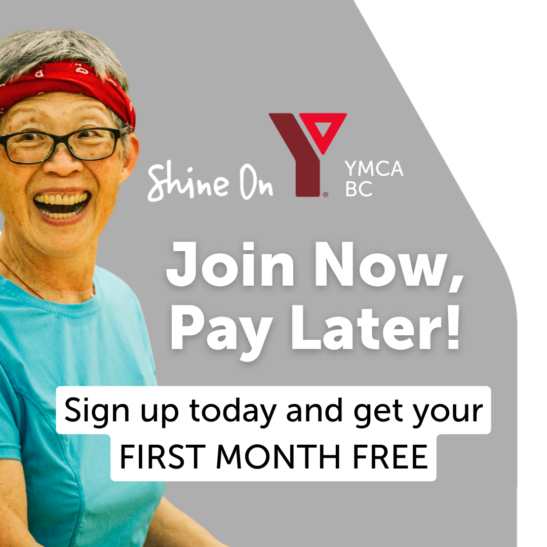 YMCA BC - Greater Vancouver Region Facebook ad: Get your first month FREE with YMCA BC