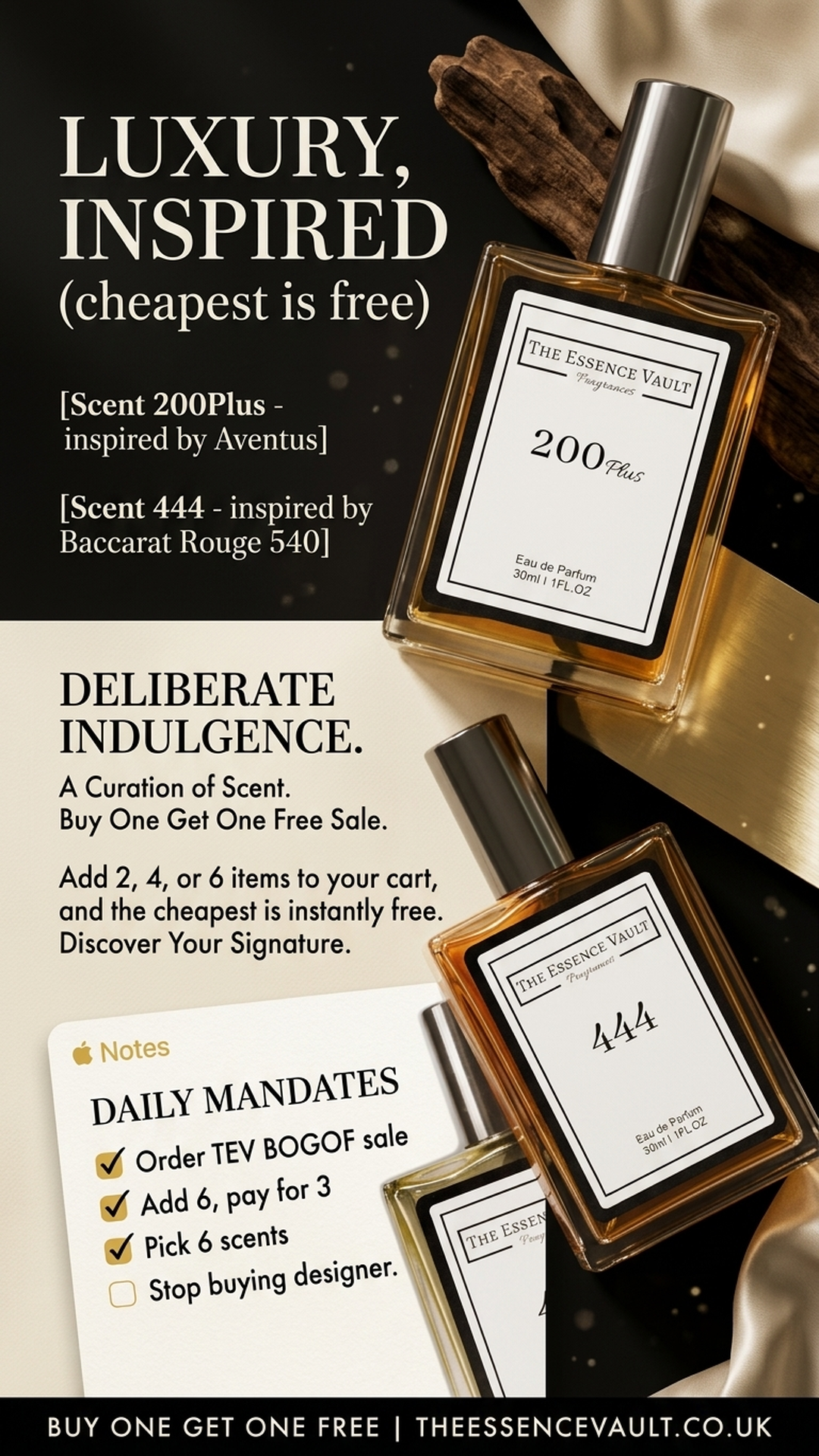 The Essence Vault Facebook ad from Mar 26, 2026
